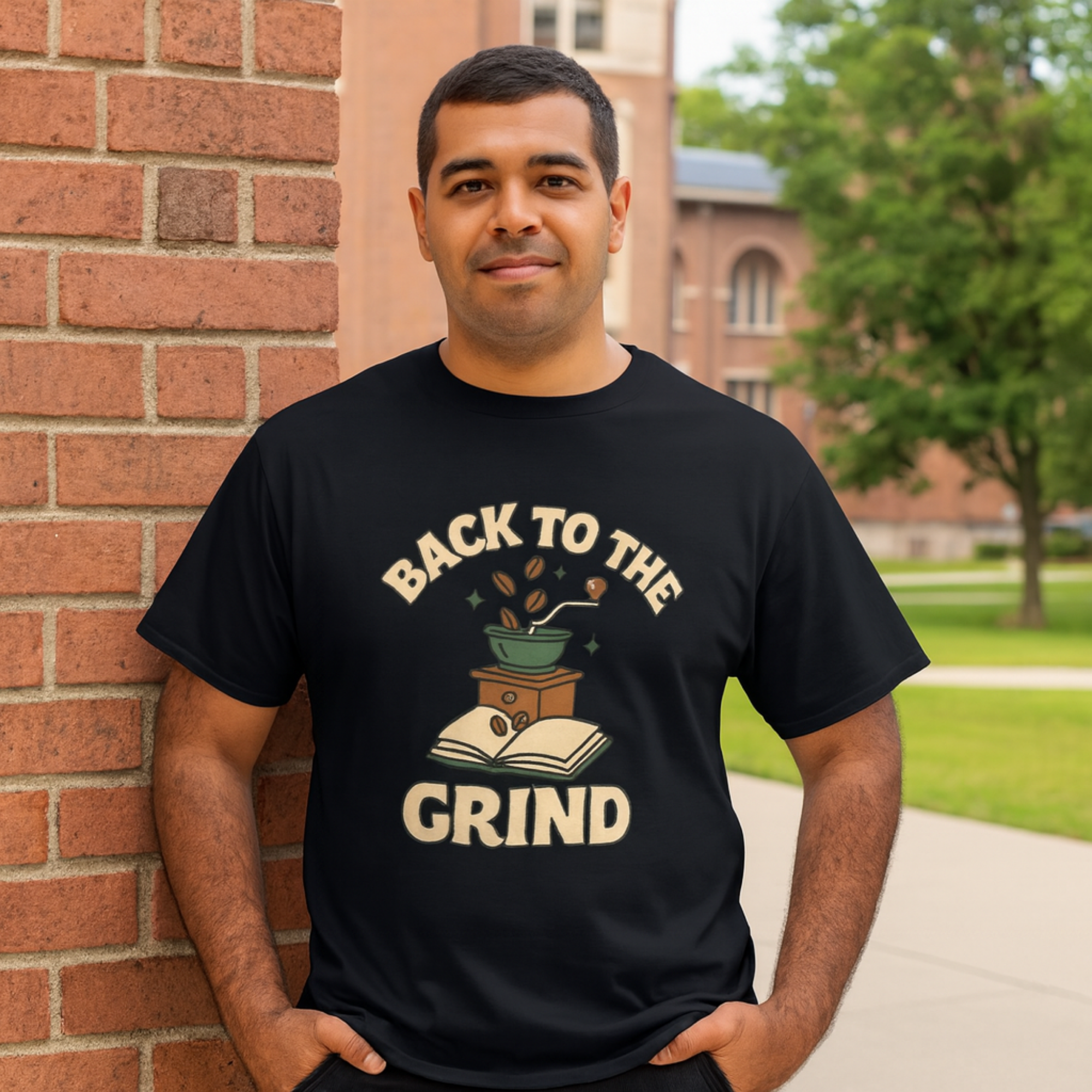 Back to the Grind Teacher T Shirt Coffee Grinder And Books Back to School Tee for Educators Students And Coffee Lovers Retro College Classroom Shirt product thumbnail image