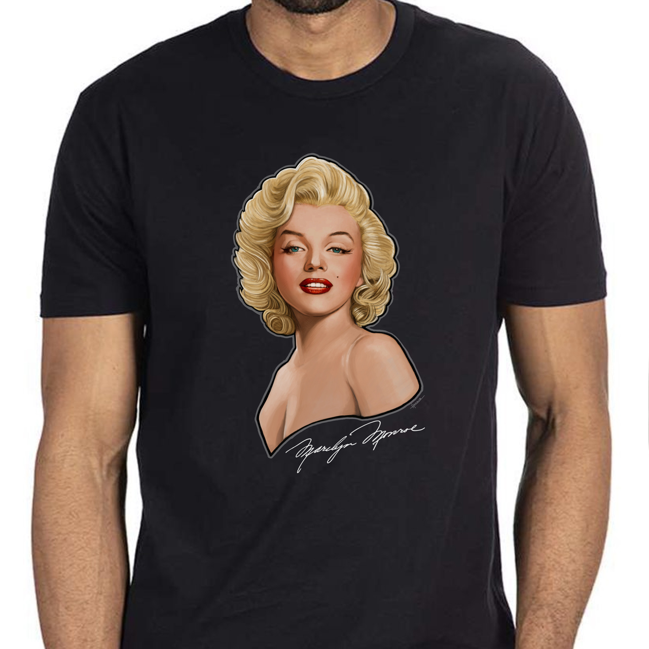 Marilyn Monroe Signature Portrait Unisex Cotton Crew Tee product thumbnail image Marilyn Monroe Signature Portrait Unisex Cotton Crew Tee product thumbnail image