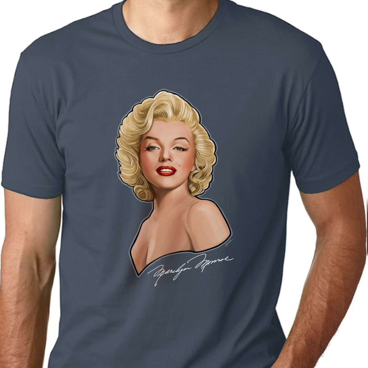 Marilyn Monroe Signature Portrait Unisex Cotton Crew Tee