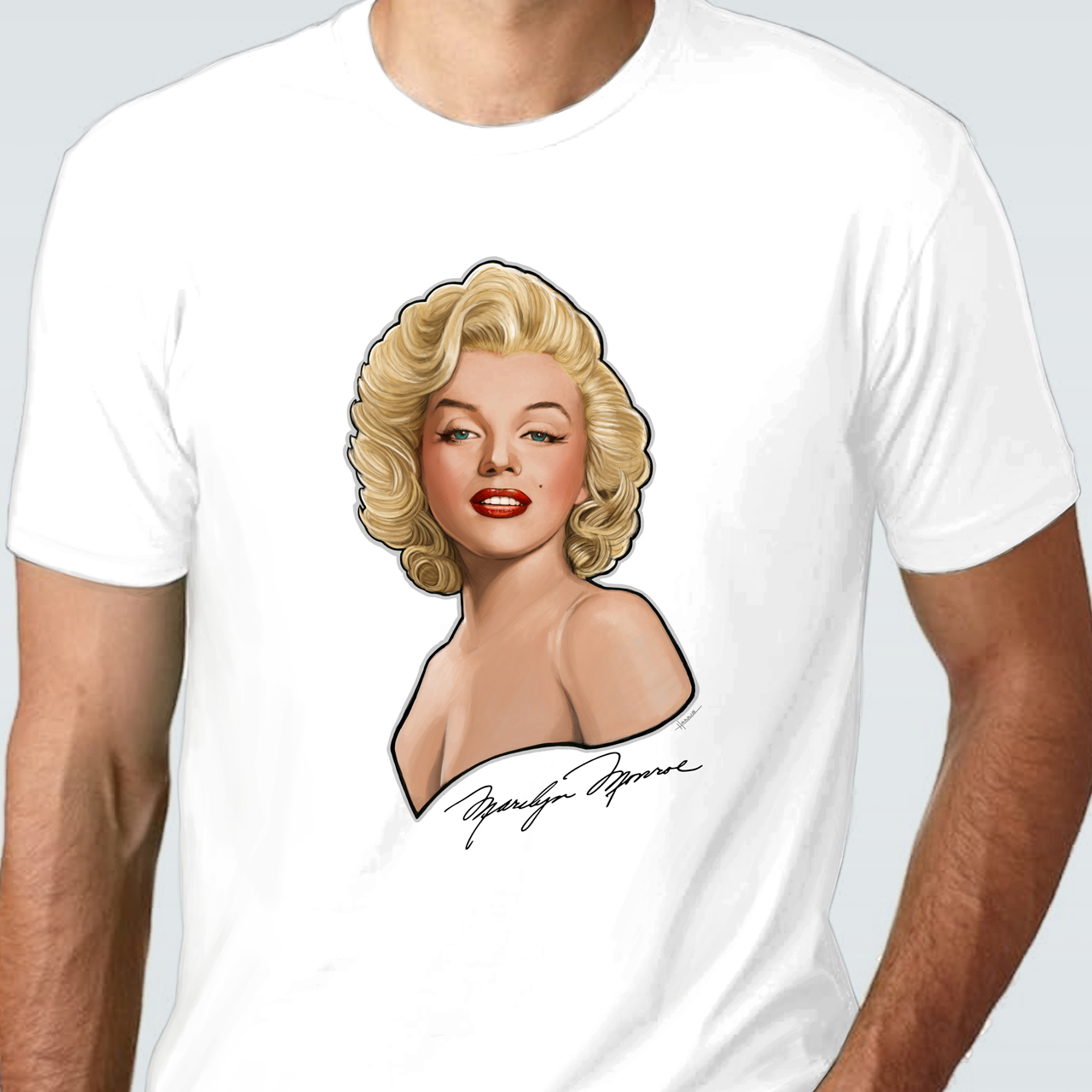 Marilyn Monroe Signature Portrait Unisex Cotton Crew Tee product thumbnail image Marilyn Monroe Signature Portrait Unisex Cotton Crew Tee product thumbnail image
