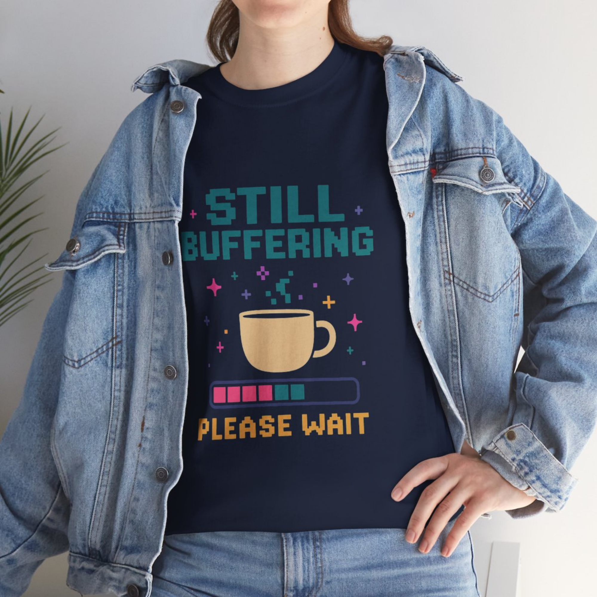 Cute Tech Humor Tee | Still Buffering Please Wait | Gift for Tech Lovers Geeky T Shirt Casual Wear Funny Shirt Innovation Gift product thumbnail image