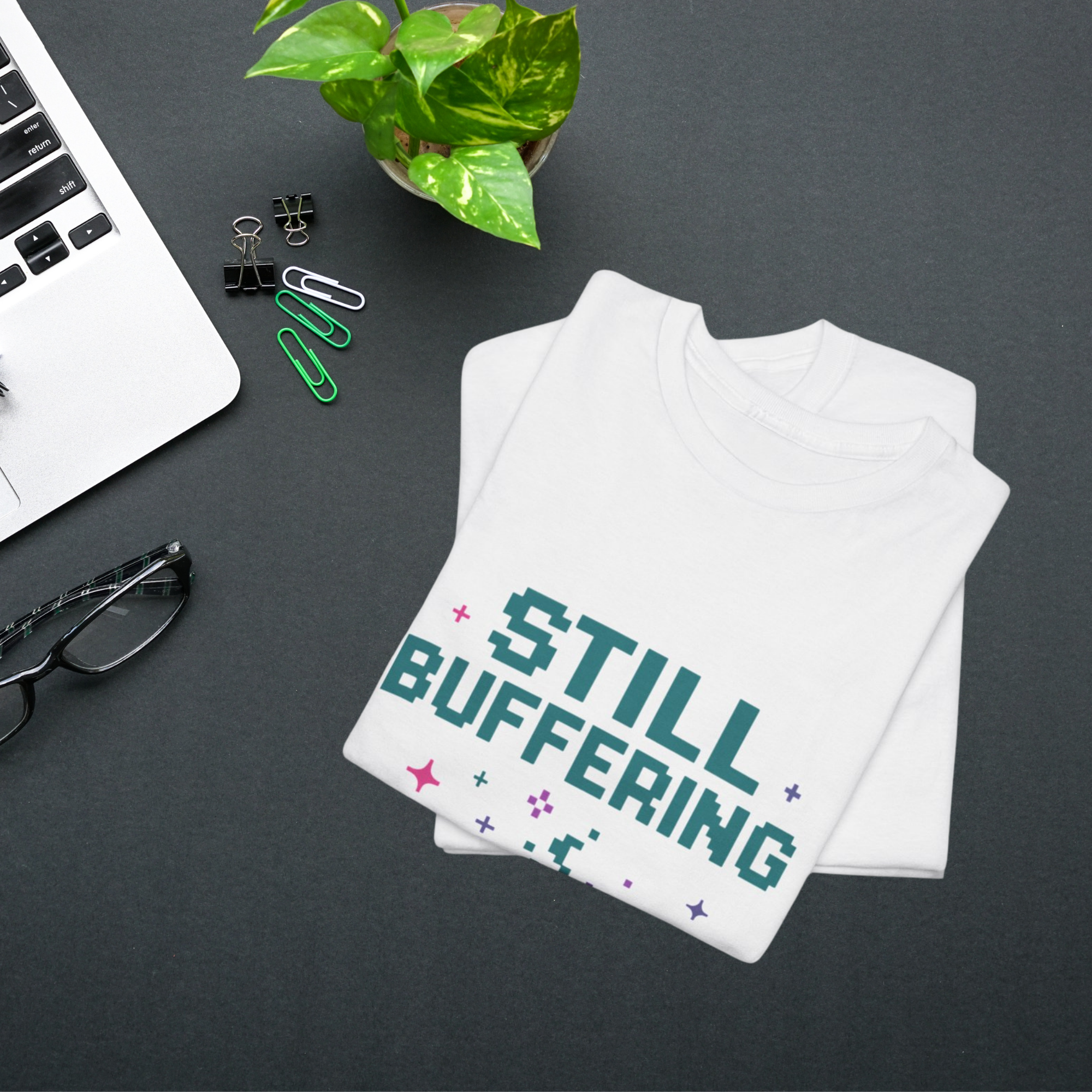 Cute Tech Humor Tee | Still Buffering Please Wait | Gift for Tech Lovers Geeky T Shirt Casual Wear Funny Shirt Innovation Gift product thumbnail image