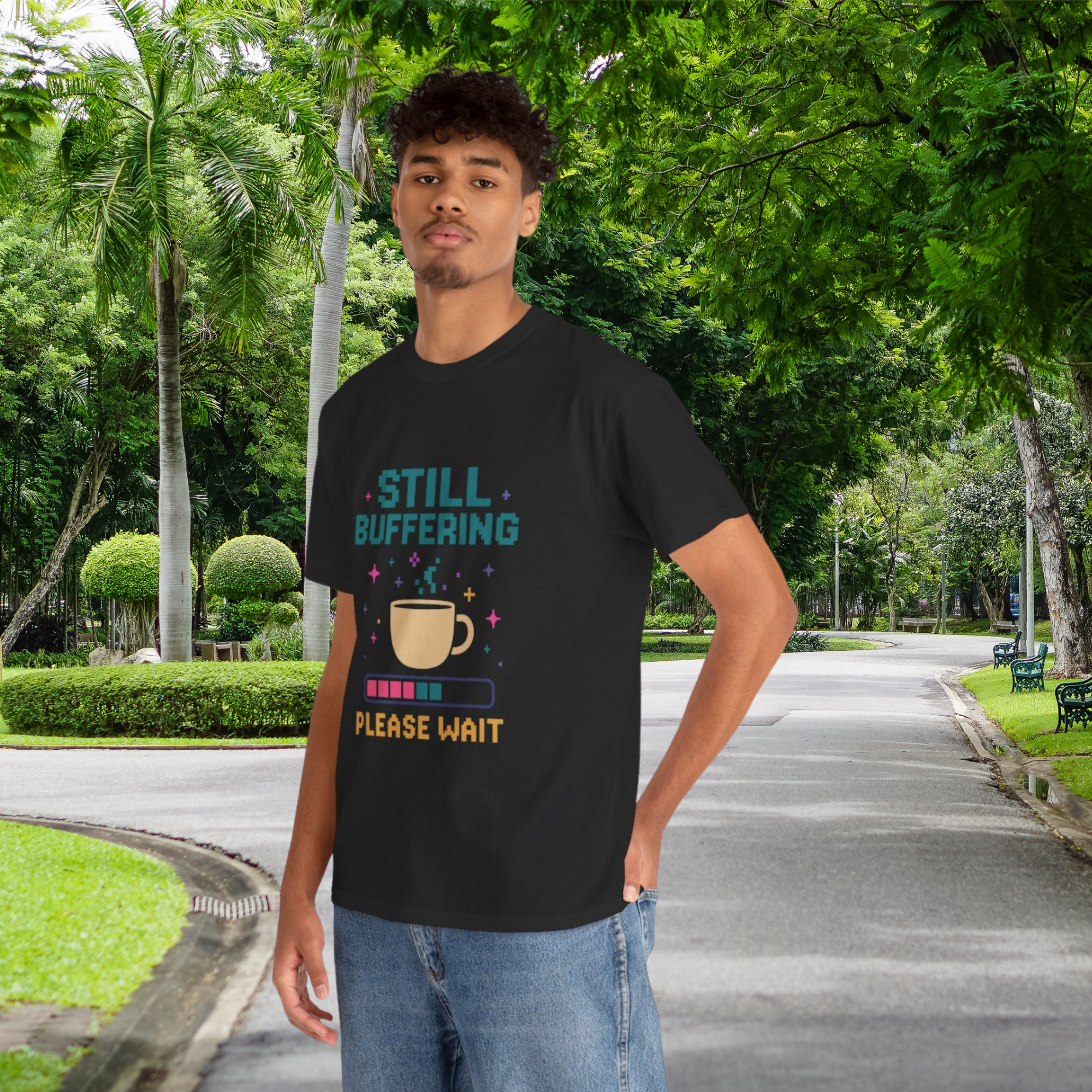 Cute Tech Humor Tee | Still Buffering Please Wait | Gift for Tech Lovers Geeky T Shirt Casual Wear Funny Shirt Innovation Gift product thumbnail image