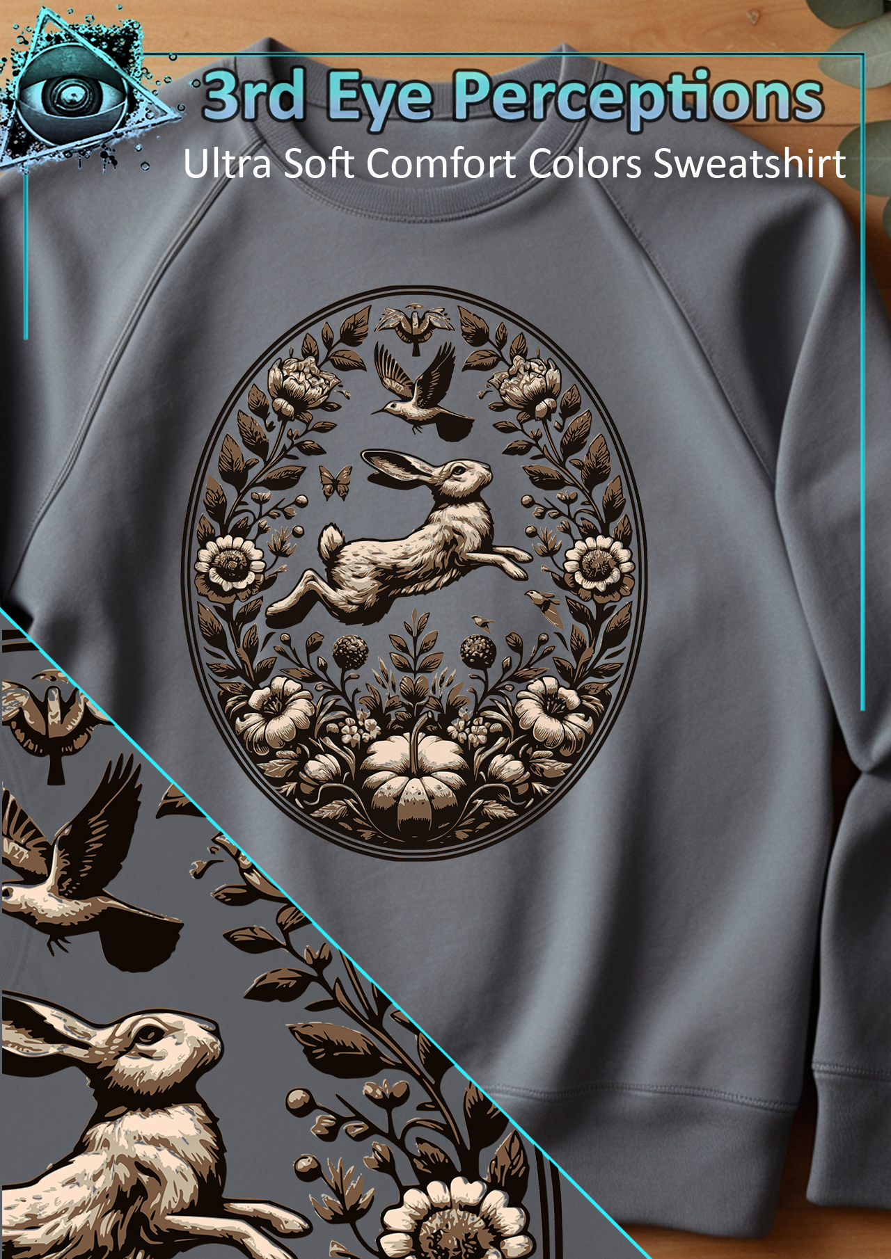 Vintage Ornate Garden Bunny Rabbit Fall Harvest // Ultrasoft Comfort Colors Sweater