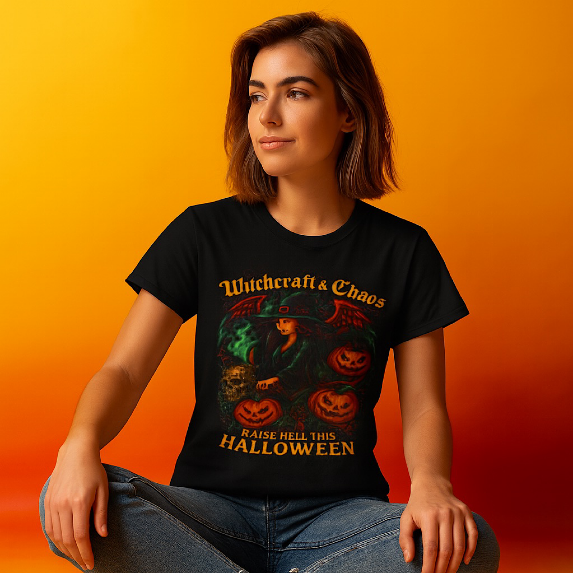 Witch Halloween Shirt for Women Spooky Fall Witchcraft Tee Pumpkin Top Aesthetic