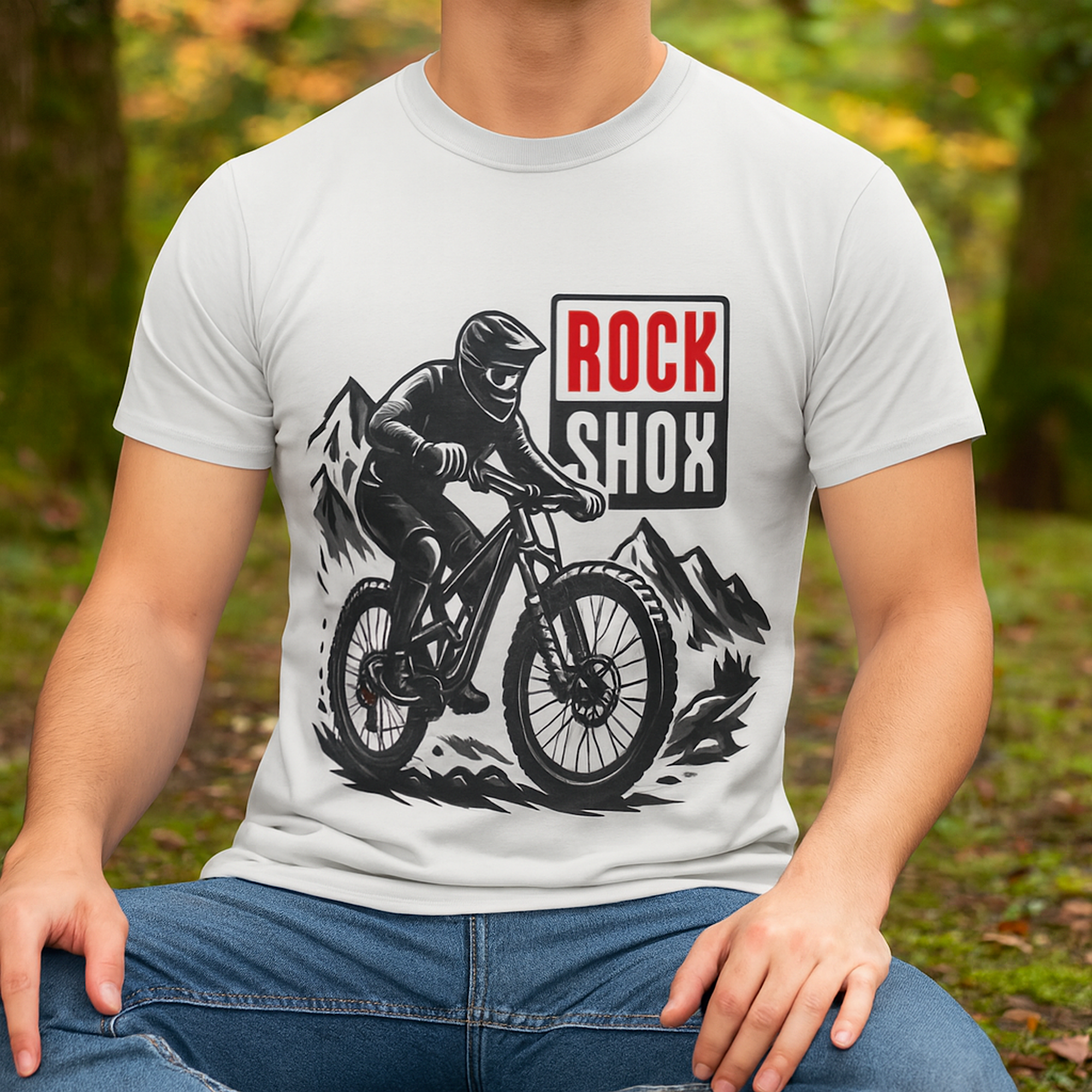 Rock Shox Mountain Bike Rider Shirt MTB Downhill Cycling Graphic Tee product thumbnail image
