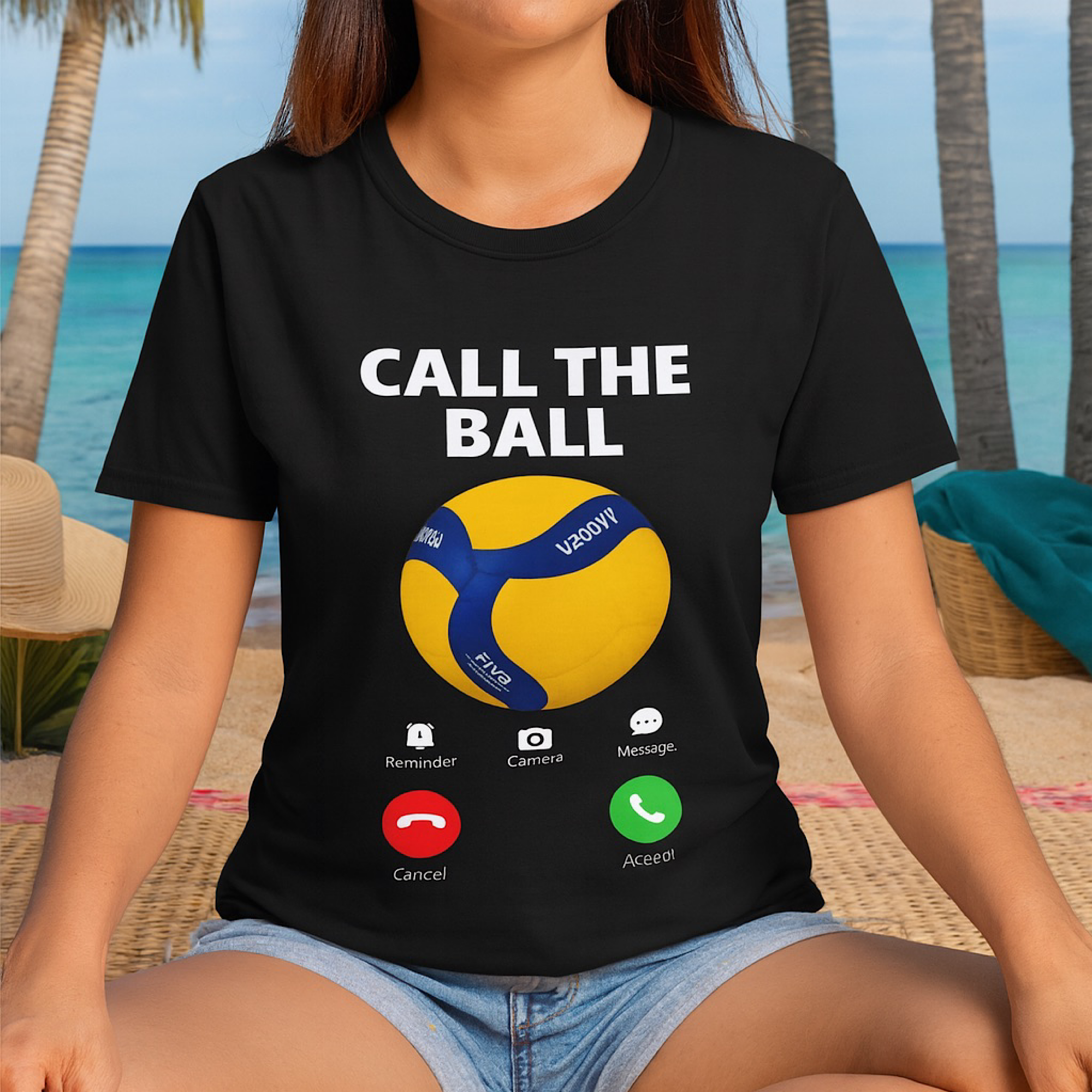 Mikasa V200W Volleyball Call the Ball Volleyball T-Shirt Yellow Blue Gym  Tee