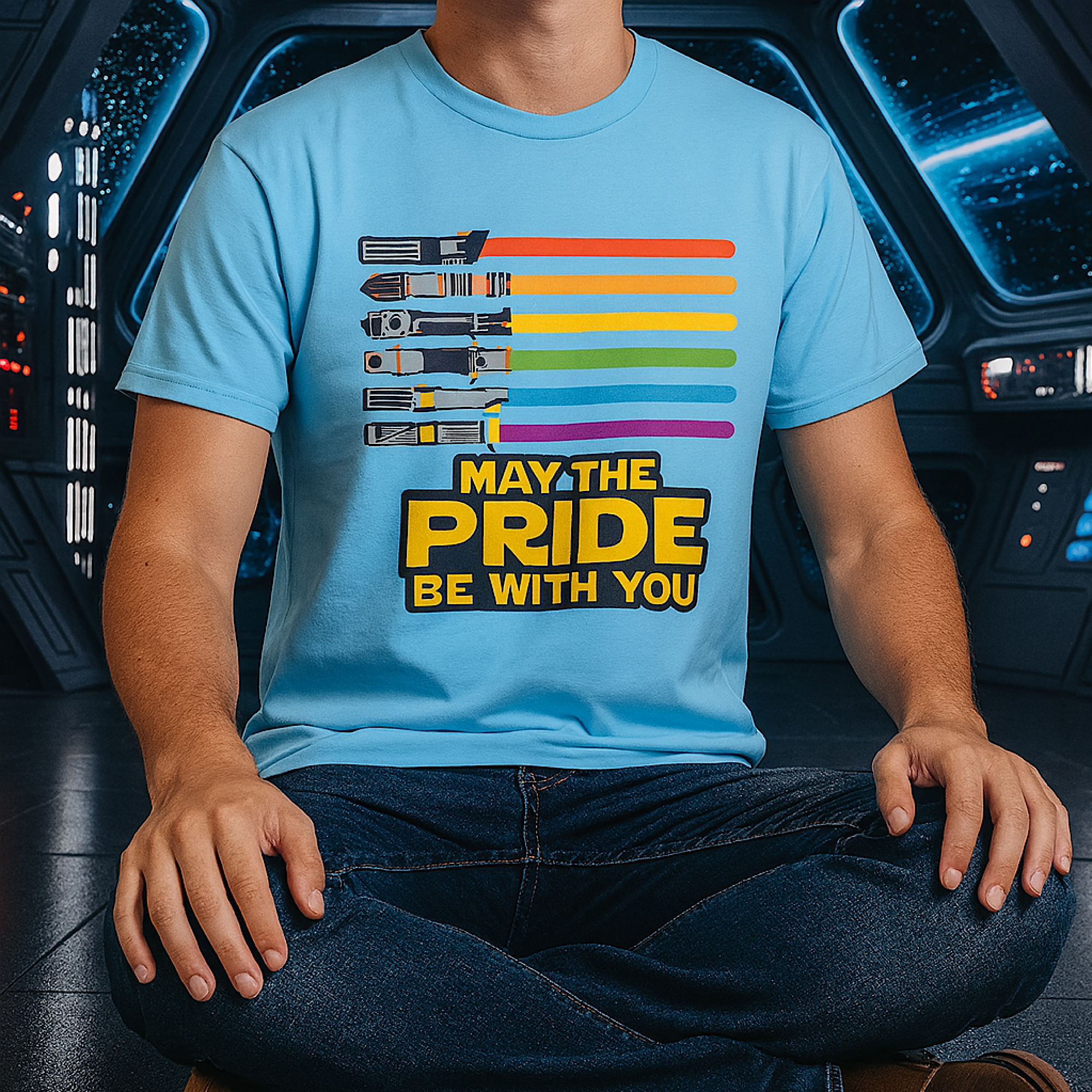 May The Pride Be With You LGBTQ Lightsaber Shirt Star Wars Style | Rainbow Pride Tee