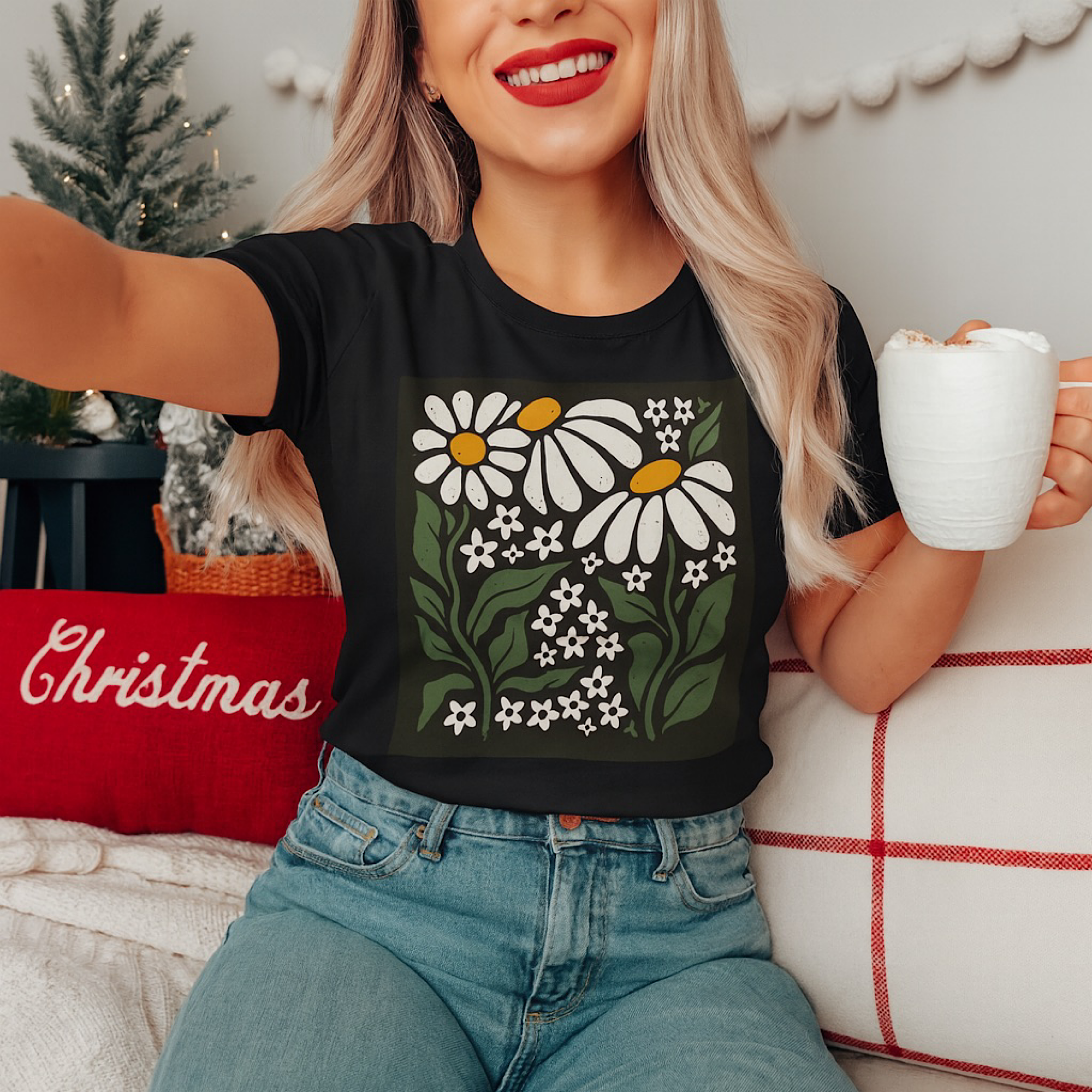 Retro Daisy Flower Shirt Groovy Floral Graphic Tee 70s Vintage Boho Style