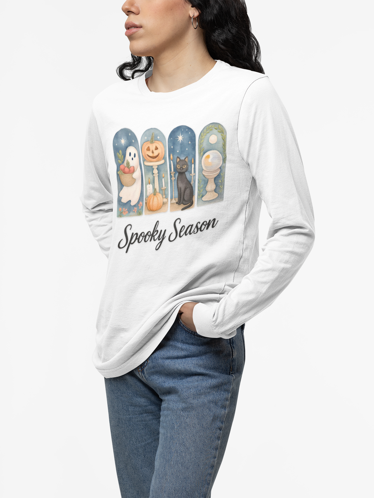 Spooky Season Long Sleeve Tee, Halloween Shirt, Unisex Cotton Tee, Fall Apparel, Cozy Halloween Fashion product thumbnail image Spooky Season Long Sleeve Tee, Halloween Shirt, Unisex Cotton Tee, Fall Apparel, Cozy Halloween Fashion product thumbnail image