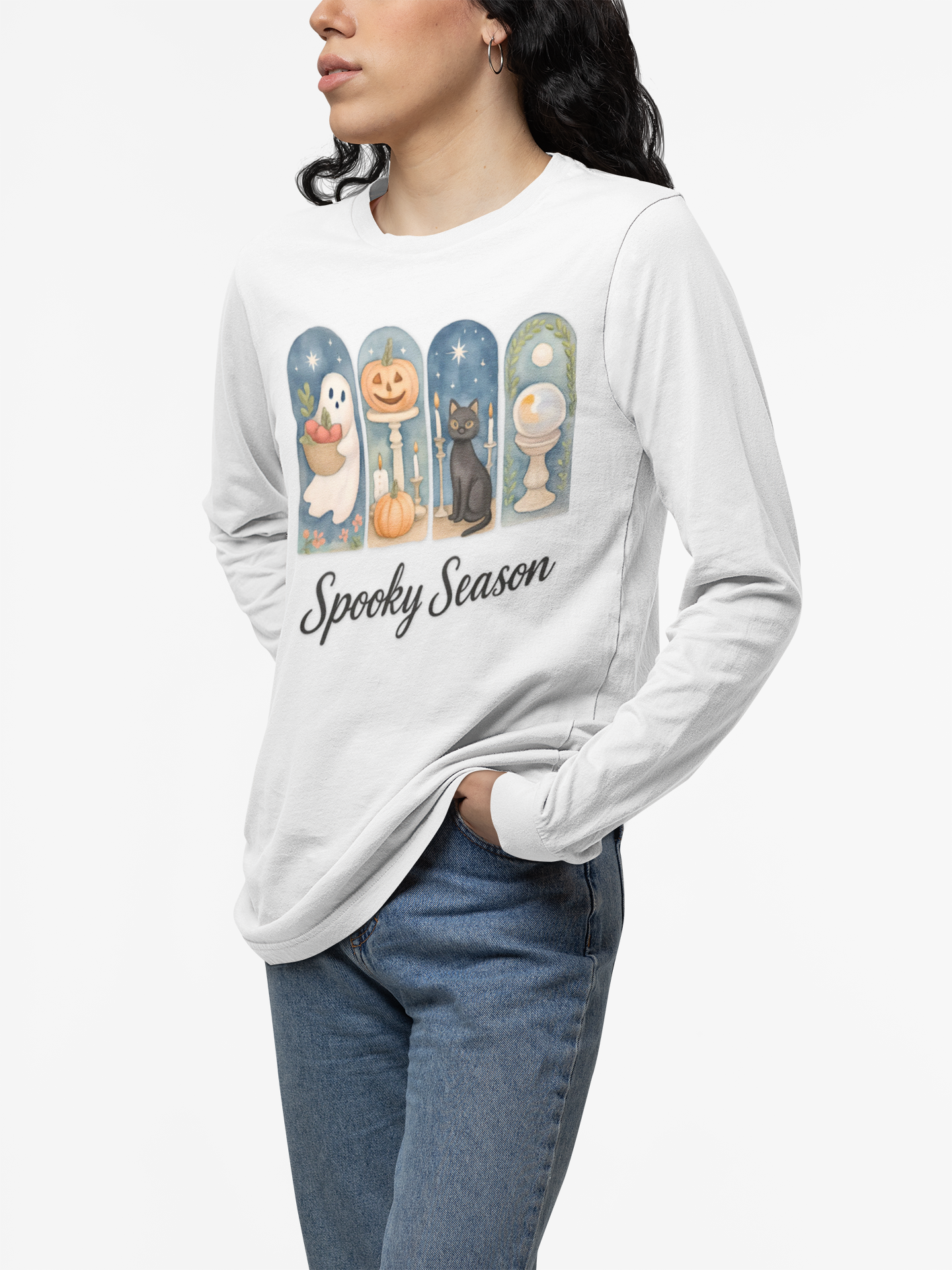 Spooky Season Long Sleeve Tee, Halloween Shirt, Unisex Cotton Tee, Fall Apparel, Cozy Halloween Fashion product thumbnail image Spooky Season Long Sleeve Tee, Halloween Shirt, Unisex Cotton Tee, Fall Apparel, Cozy Halloween Fashion product thumbnail image