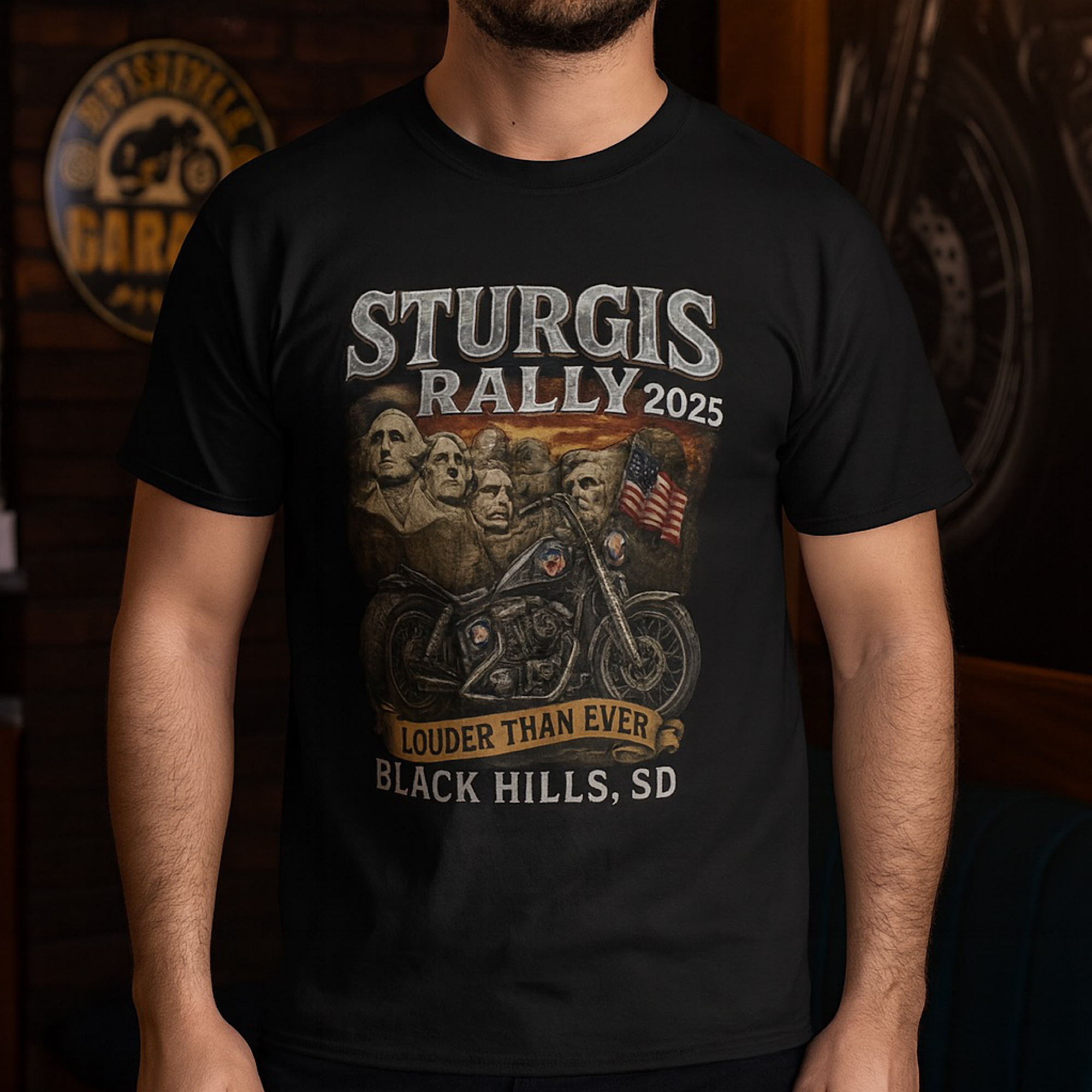 Sturgis Rally 2025 T-Shirt – Black Hills SD Motorcycle Event Shirt | Mt. Rushmore Biker Tee USA