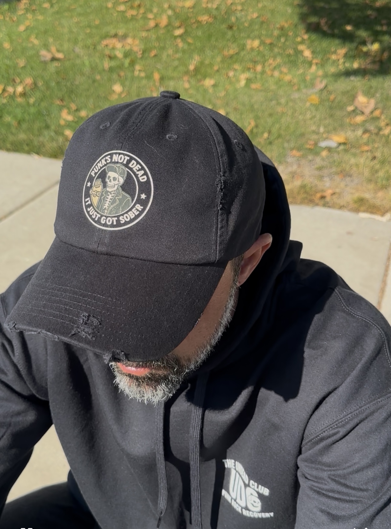 Distressed Skull Cap - Casual Unisex Hat, Funny Dad Gift, Gothic Fashion Accessory, Halloween Costume, Everyday Wear product thumbnail image