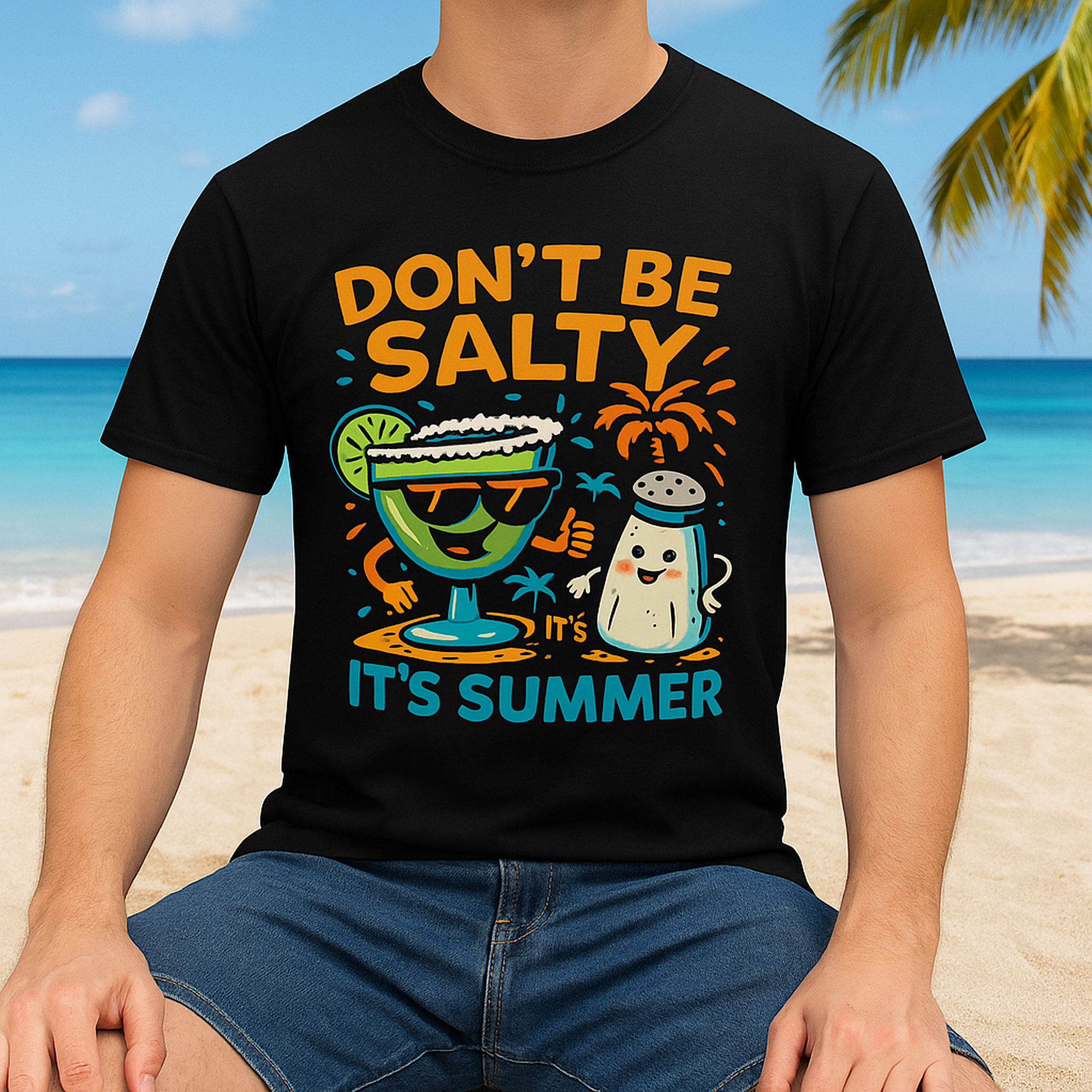 Don’t Be Salty It’s Summer T-Shirt – Funny Margarita &amp; Salt Beach Graphic Tee