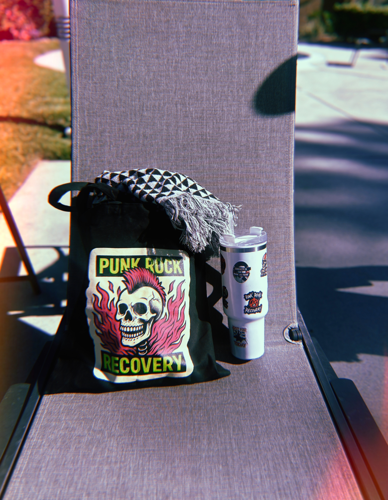 Punk Rock Recovery Tote Bag, Eco-Friendly Shopping Tote, Music Festival Accessory, Gift for Rock Lovers, Black Canvas Bag product thumbnail image