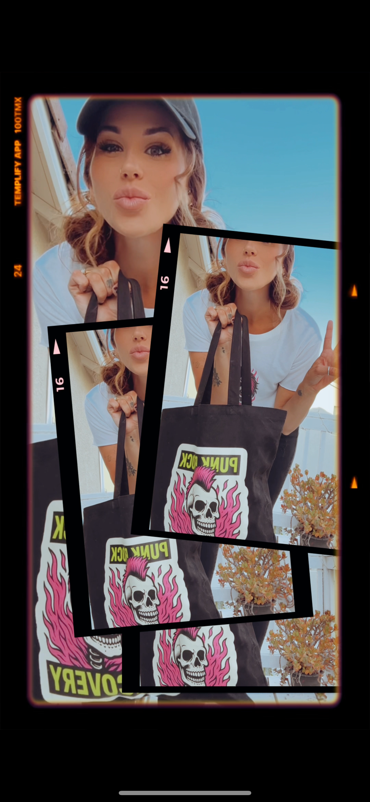 Punk Rock Recovery Tote Bag, Eco-Friendly Shopping Tote, Music Festival Accessory, Gift for Rock Lovers, Black Canvas Bag product thumbnail image