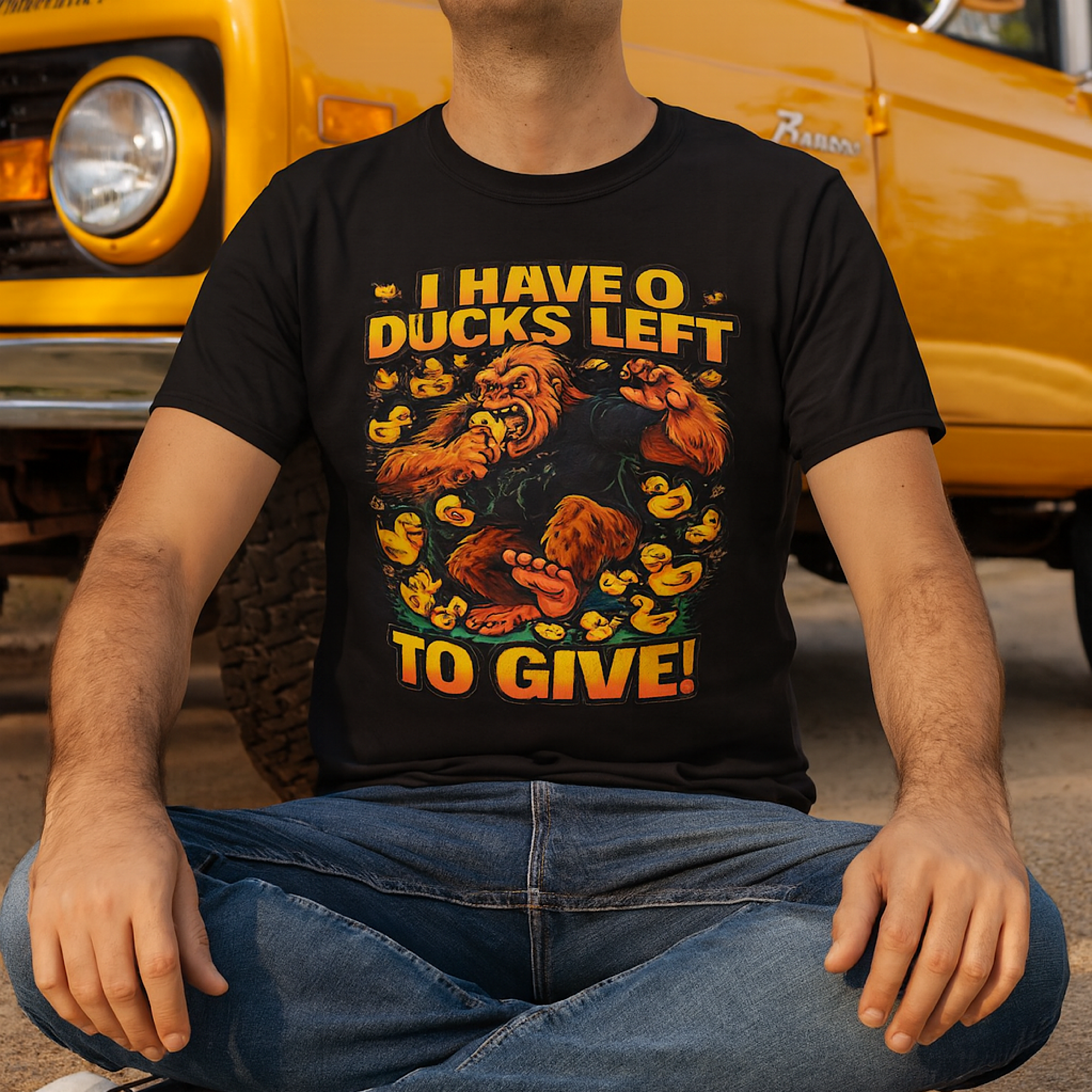 Bigfoot I Have 0 Ducks Left to Give Ford Bronco Jeep Rubber Duck Tee Bigfoot I Have 0 Ducks Left to Give Ford Bronco Jeep Rubber Duck Tee
