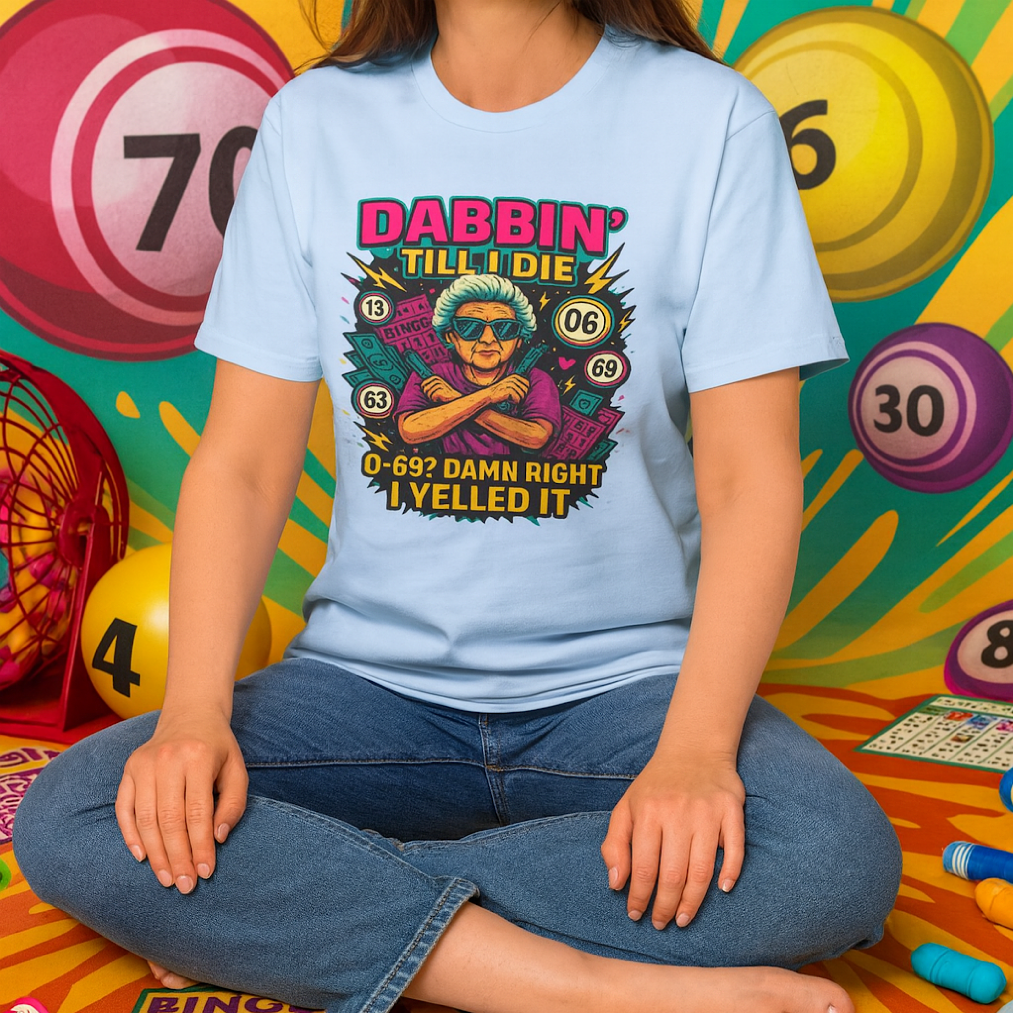 Funny Bingo Grandma Shirt – “Dabbin’ Till I Die” Bingo Lover Tee for Players Who Love to Win product thumbnail image