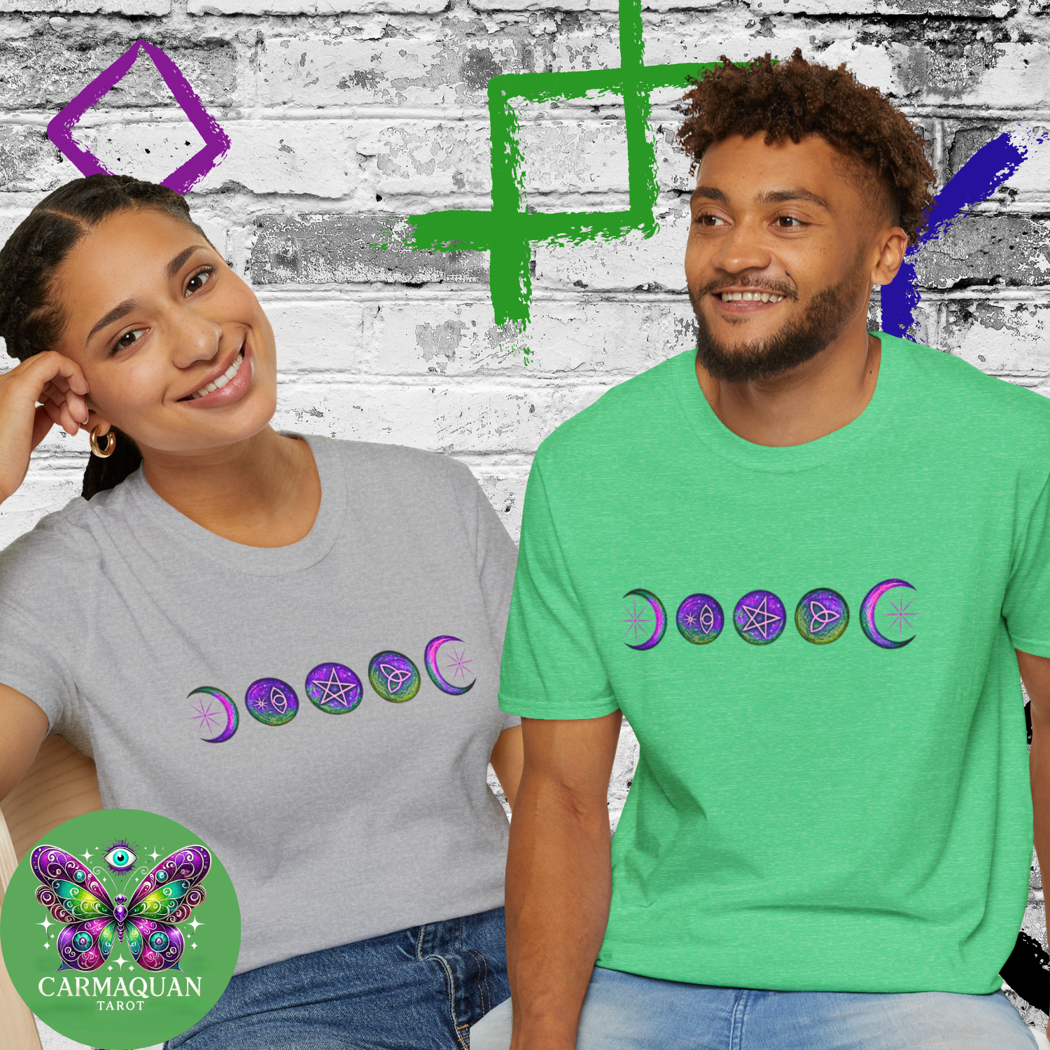 Mystical Moon Phase Tee – Boho Celestial Graphic Shirt, Witchy Unisex Softstyle, Astrology Gift product thumbnail image