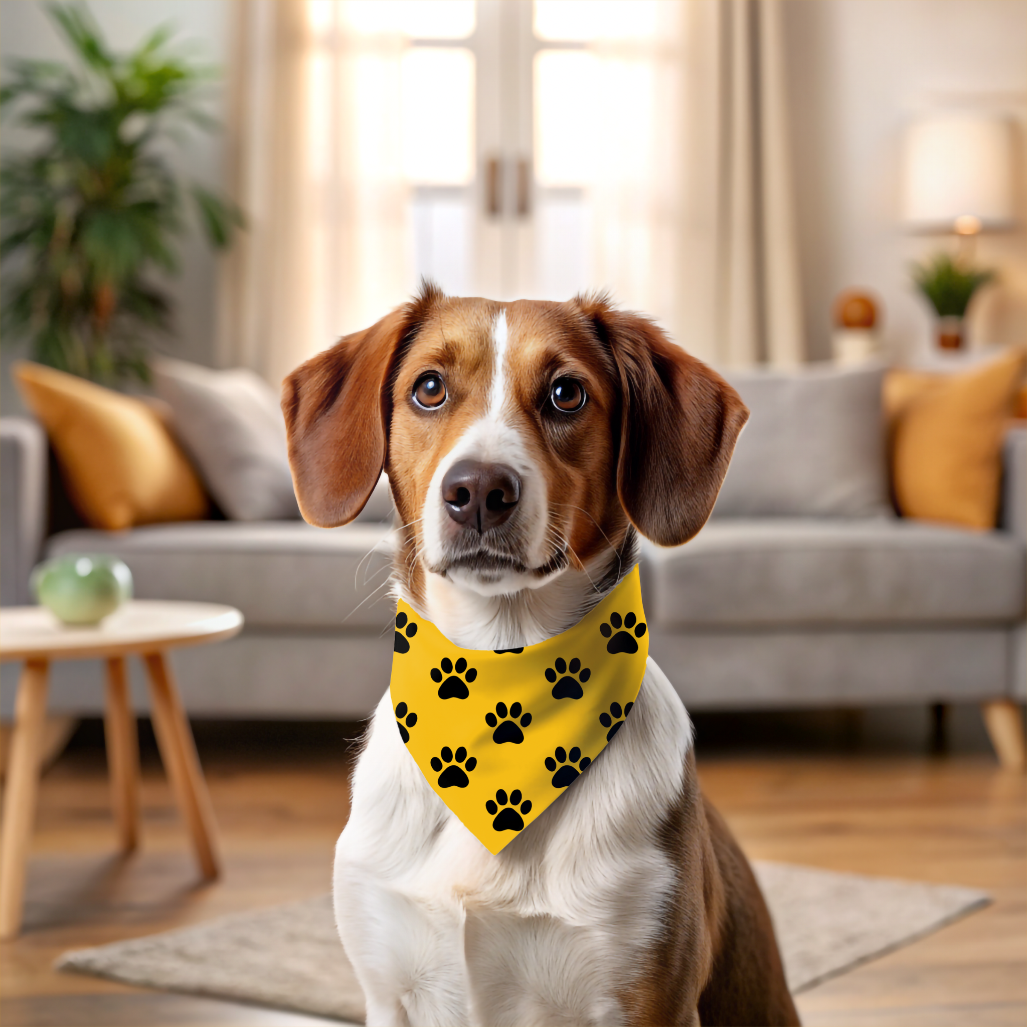 Pet Bandana -Yellow & Paws product thumbnail image Pet Bandana -Yellow & Paws product thumbnail image