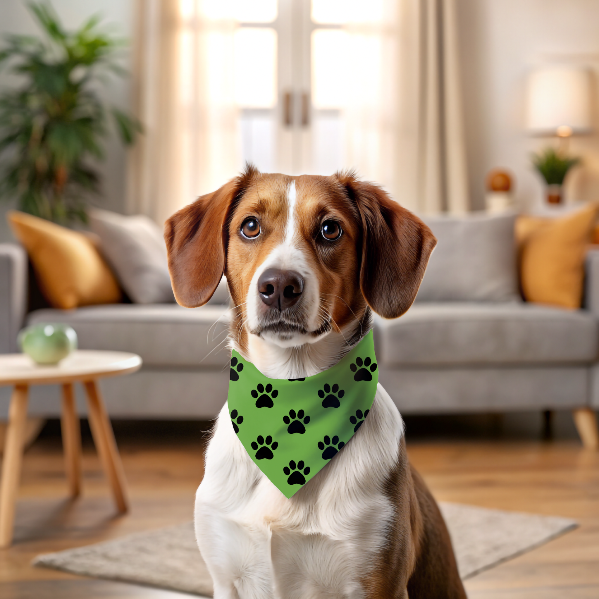 Pet Bandana -Light Green &amp; Paws