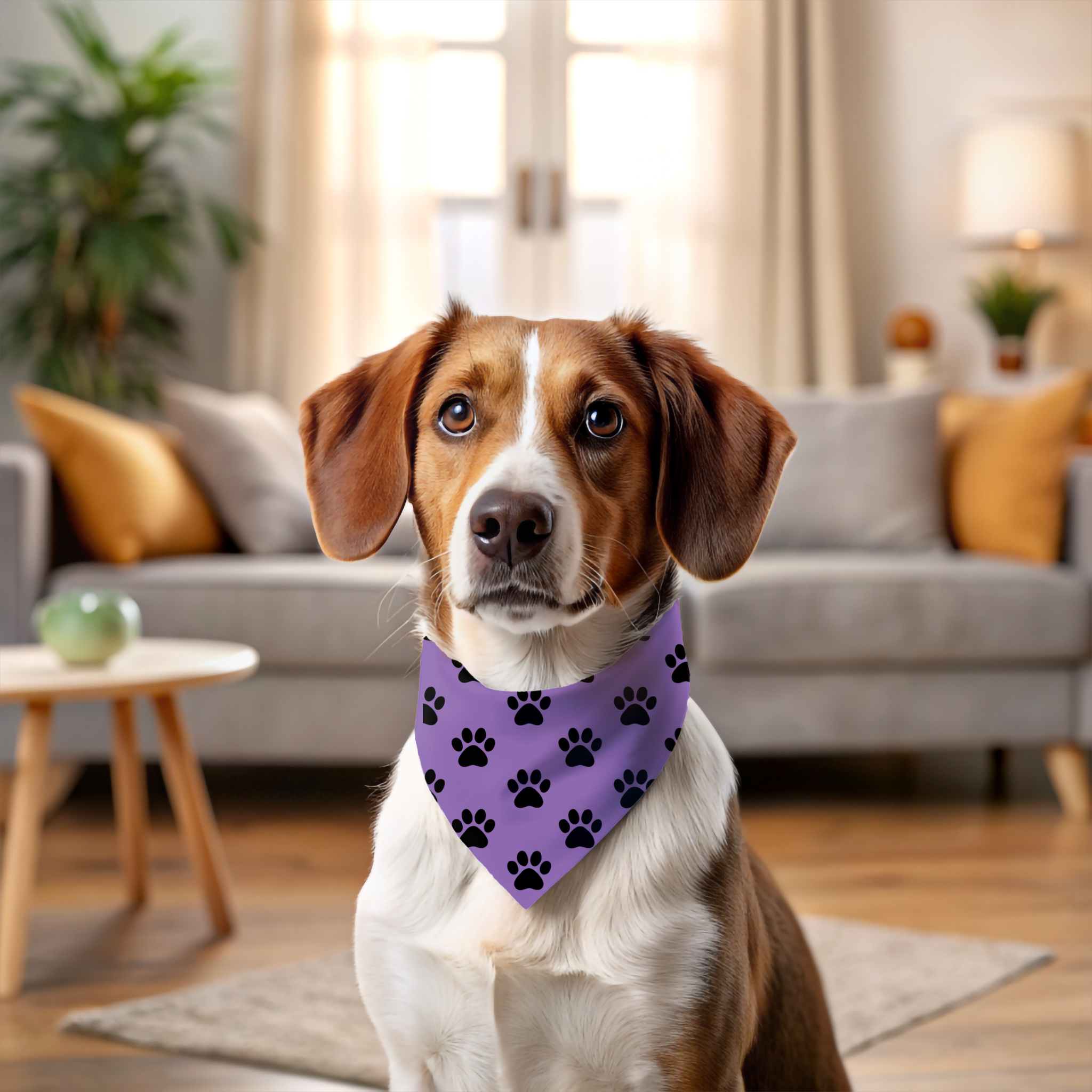 Pet Bandana -Light Purple &amp; Paws