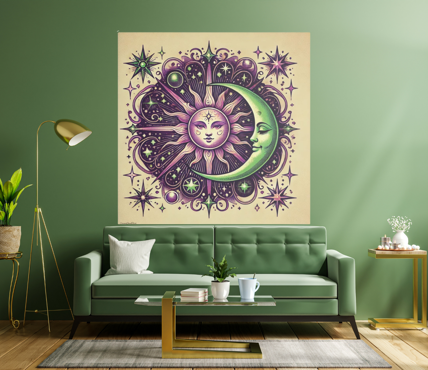 Cosmic Sun and Moon Canvas Print – Celestial Wall Art, Astrology Decor, Boho Spiritual Home Gift product thumbnail image
