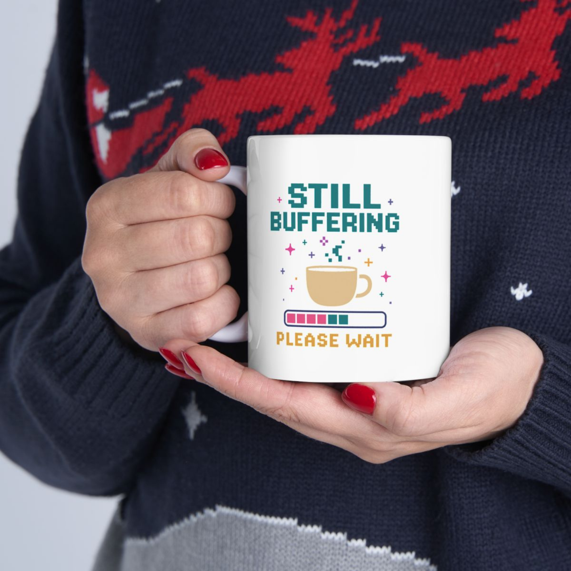 Still Buffering Please Wait Coffee Mug | Funny Tech Geek Gift | White Ceramic Mug 11oz And 15oz | Humor Office Cup for Gamers And Coders product thumbnail image