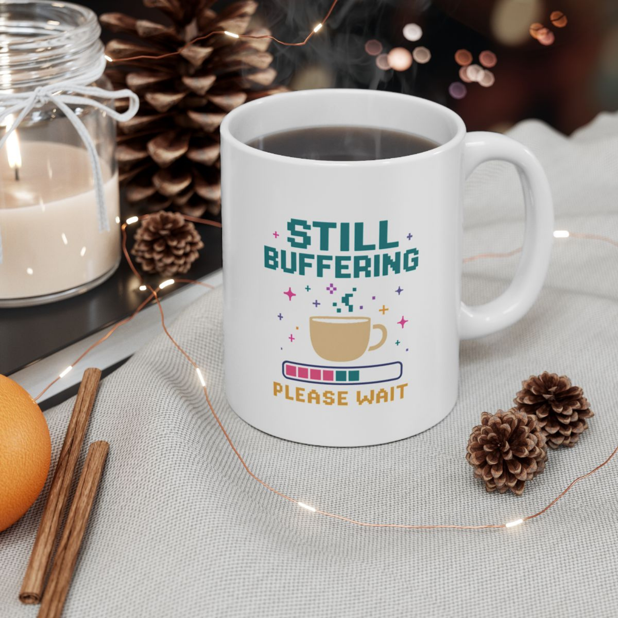 Still Buffering Please Wait Coffee Mug | Funny Tech Geek Gift | White Ceramic Mug 11oz And 15oz | Humor Office Cup for Gamers And Coders product thumbnail image