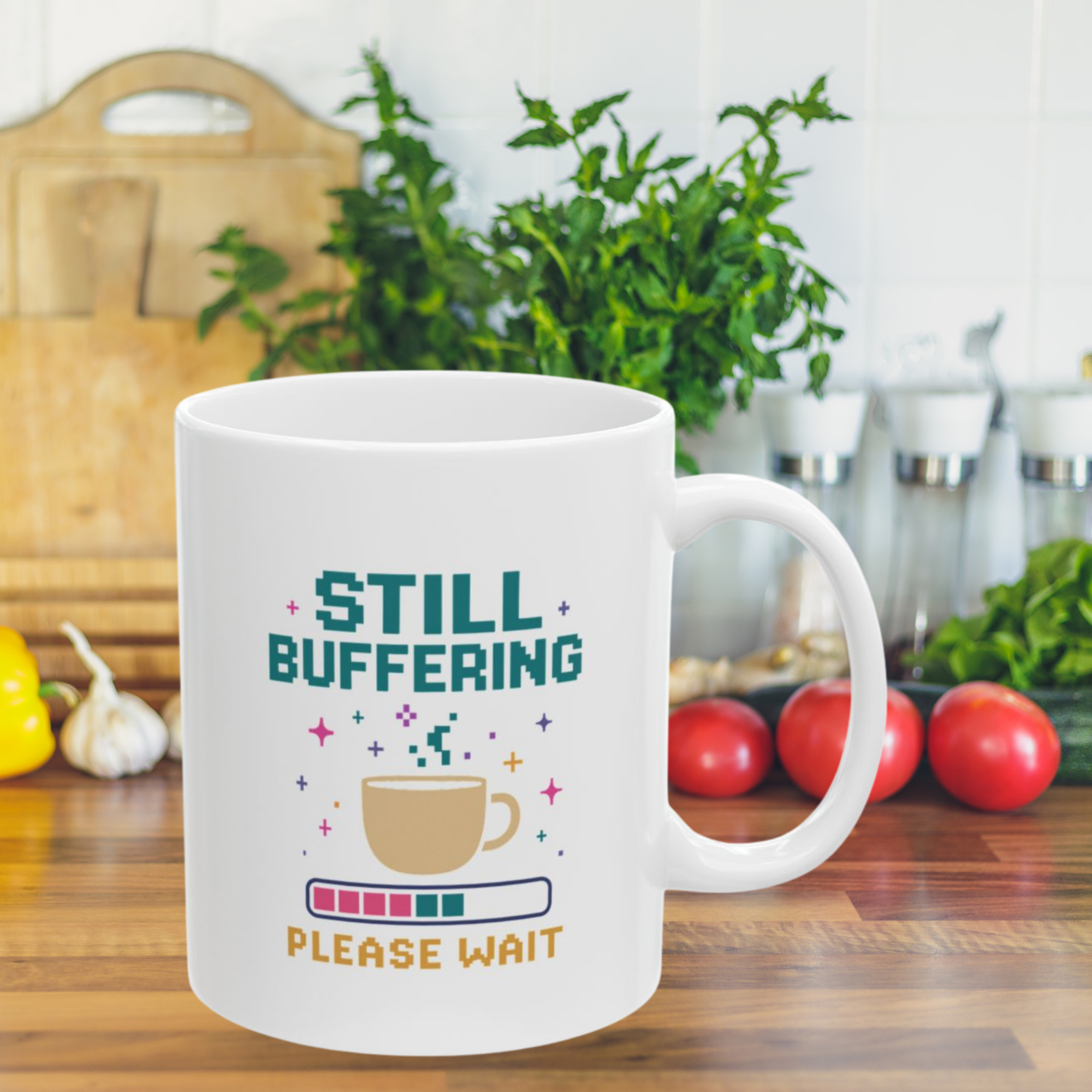 Still Buffering Please Wait Coffee Mug | Funny Tech Geek Gift | White Ceramic Mug 11oz And 15oz | Humor Office Cup for Gamers And Coders product thumbnail image