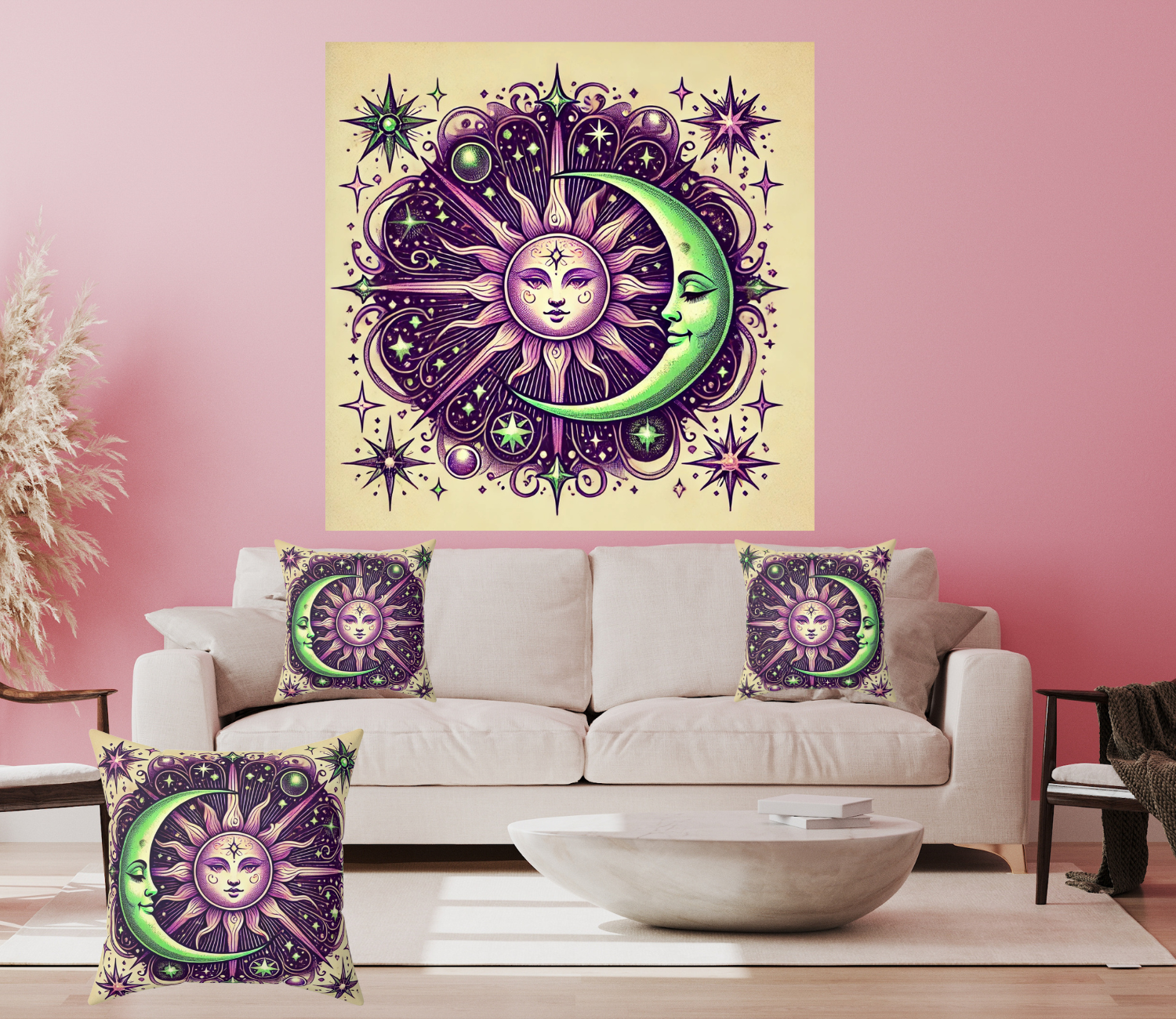 Celestial Sun and Moon Throw Pillow – Boho Zodiac Cushion, Astrology Decor, Cosmic Bedroom Accent product thumbnail image Celestial Sun and Moon Throw Pillow – Boho Zodiac Cushion, Astrology Decor, Cosmic Bedroom Accent product thumbnail image