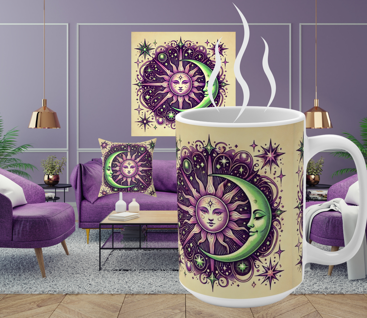 Magic in a Mug – Celestial Moon &amp; Sun Mug! This bohemian coffee cup is perfect for astrology lovers, featuring celestial sun and moon designs. A unique astrological drinkware piece and spiritual gift for star lovers, mystics, and cosmic dreamers