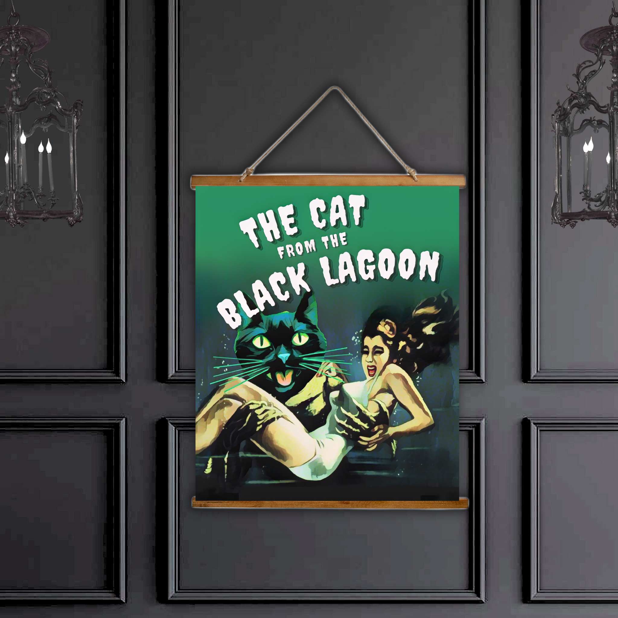 The Black Lagoon Wall Tapestry, Vintage Home Décor, Classic Horror Wall Art