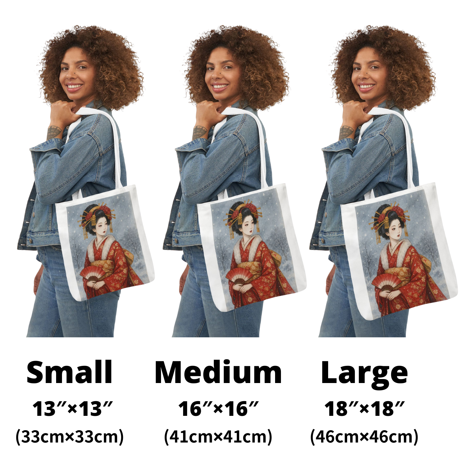 Elegant Japanese Geisha Tote Bag – Large 18×18″ – 5 Strap Colors product thumbnail image