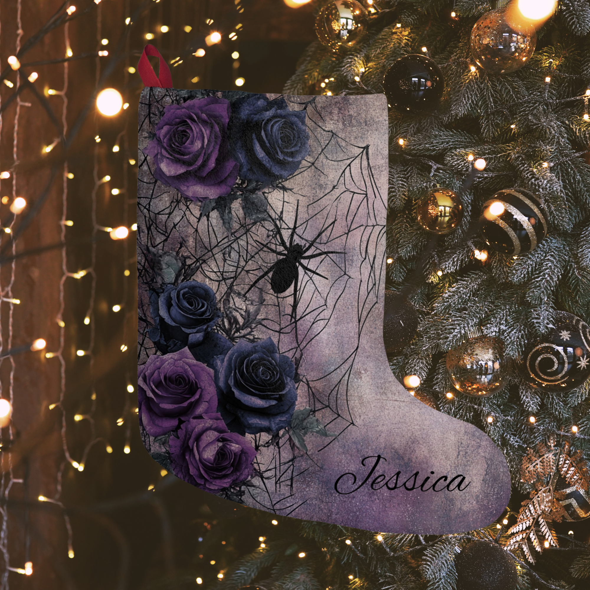 Personalized Gothic Roses Stocking