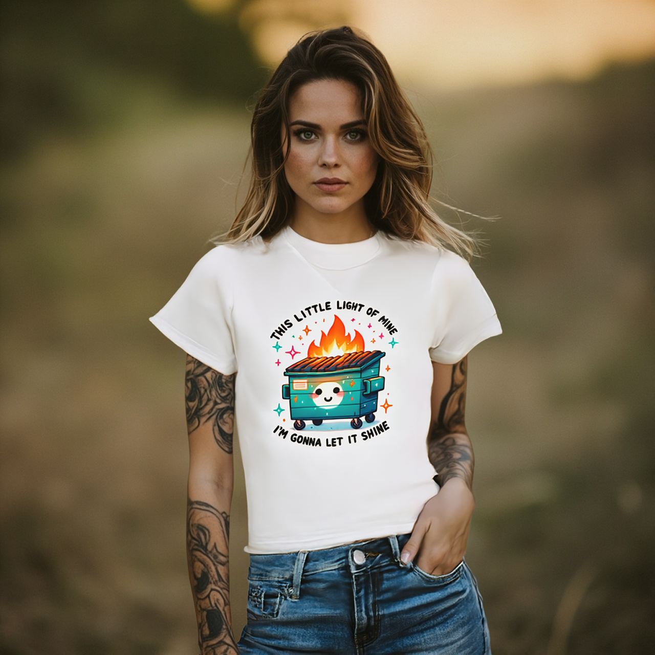 Unisex Tee This Little Light of Mine I'm Gonna Let It Shine Dumpster Fire Sarcasm product thumbnail image Unisex Tee This Little Light of Mine I'm Gonna Let It Shine Dumpster Fire Sarcasm product thumbnail image