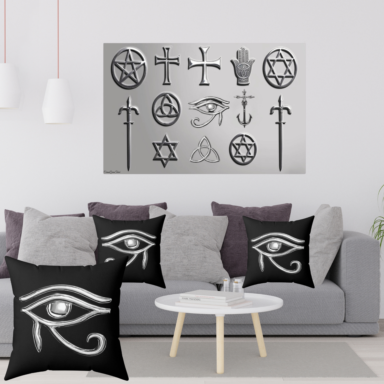 Bohemian Eye Of Horus Symbol Pillow, Decorative Cushion, Stylish Home Decor, Gift for Her, Nautical Theme, Egyptian-Inspired Art product thumbnail image