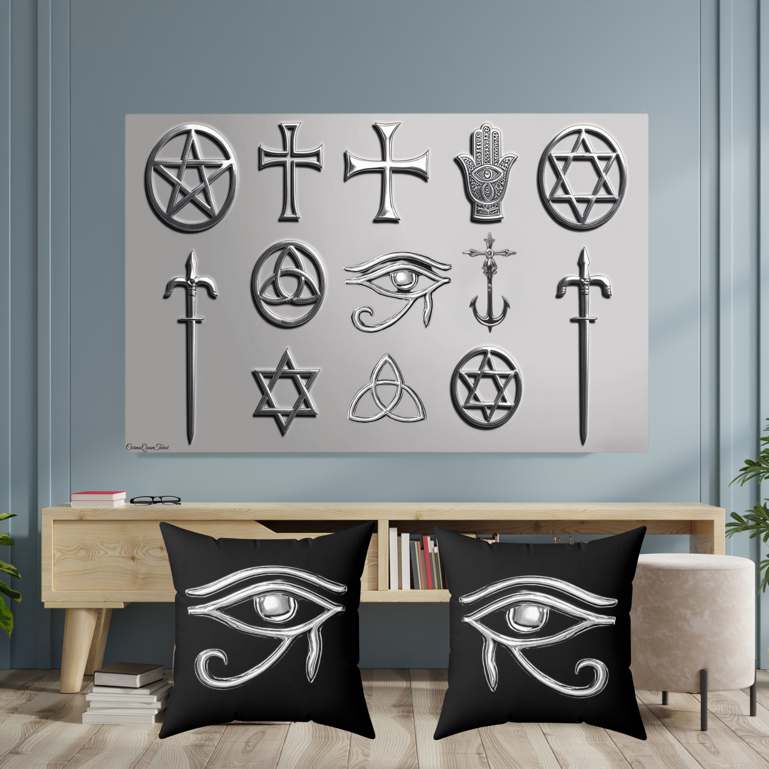 Bohemian Eye Of Horus Symbol Pillow, Decorative Cushion, Stylish Home Decor, Gift for Her, Nautical Theme, Egyptian-Inspired Art product thumbnail image Bohemian Eye Of Horus Symbol Pillow, Decorative Cushion, Stylish Home Decor, Gift for Her, Nautical Theme, Egyptian-Inspired Art product thumbnail image