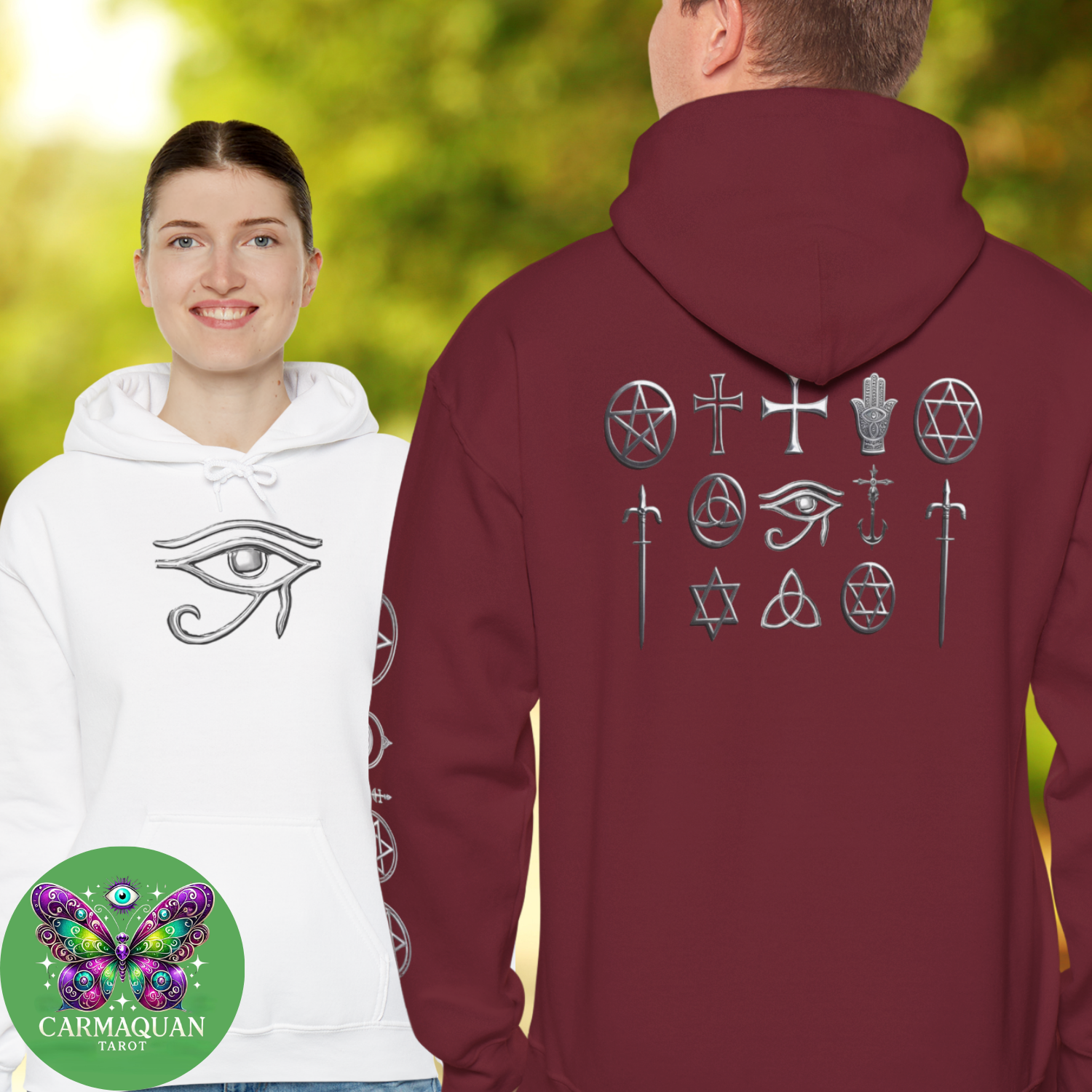 Mystical Symbol Hoodie, Unisex Spiritual Sweatshirt, Pagan Design Hooded Pullover, Perfect Gift for Occult Lovers, Cozy Casual Wear