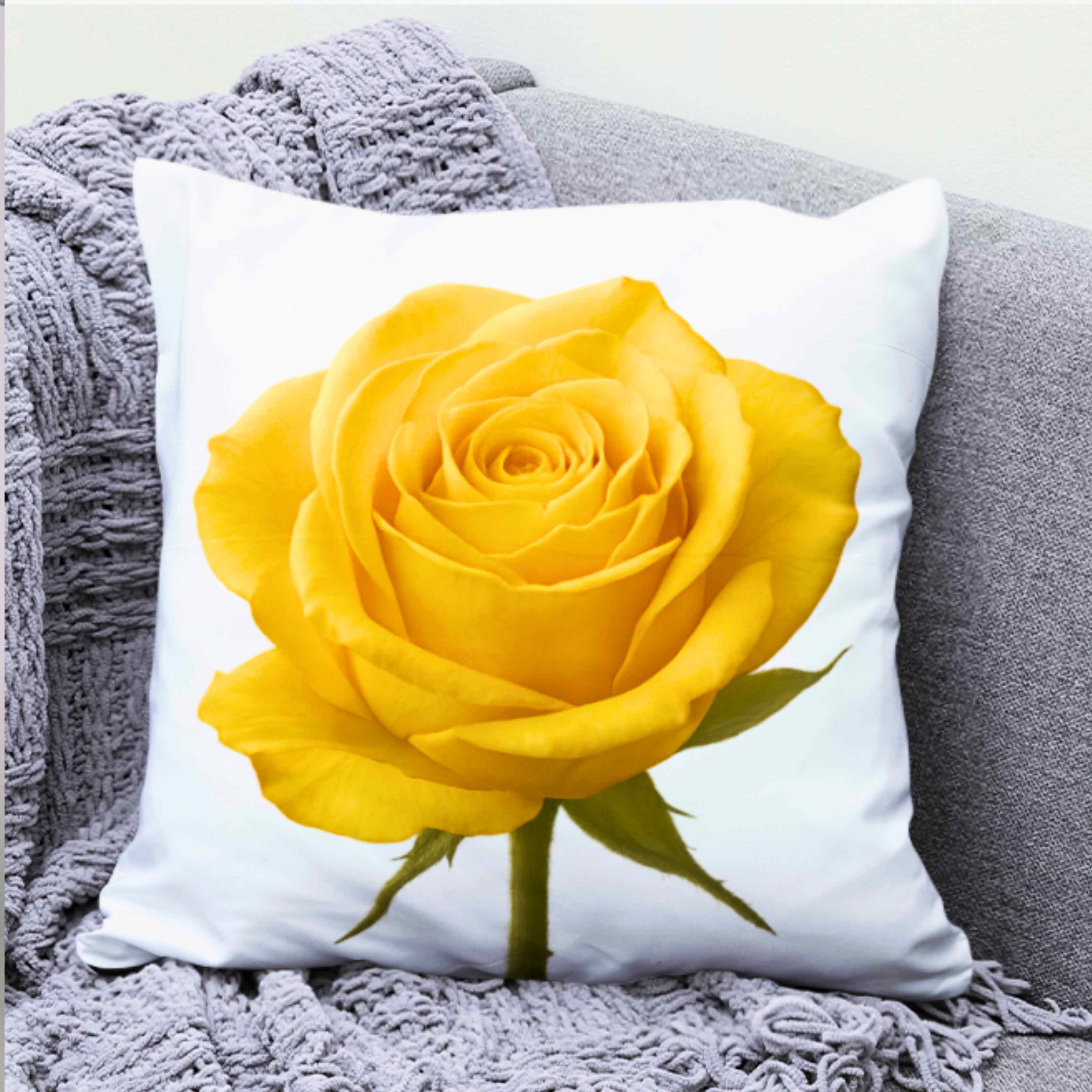 Elegant Yellow Rose Pillow, Seraphina a Floral Home Decor, Modern Cushion, Gift forFlower Lovers, Cozy Living Room Accent,Birthday Present,Gift for Her, Mom  and Coworkers product thumbnail image