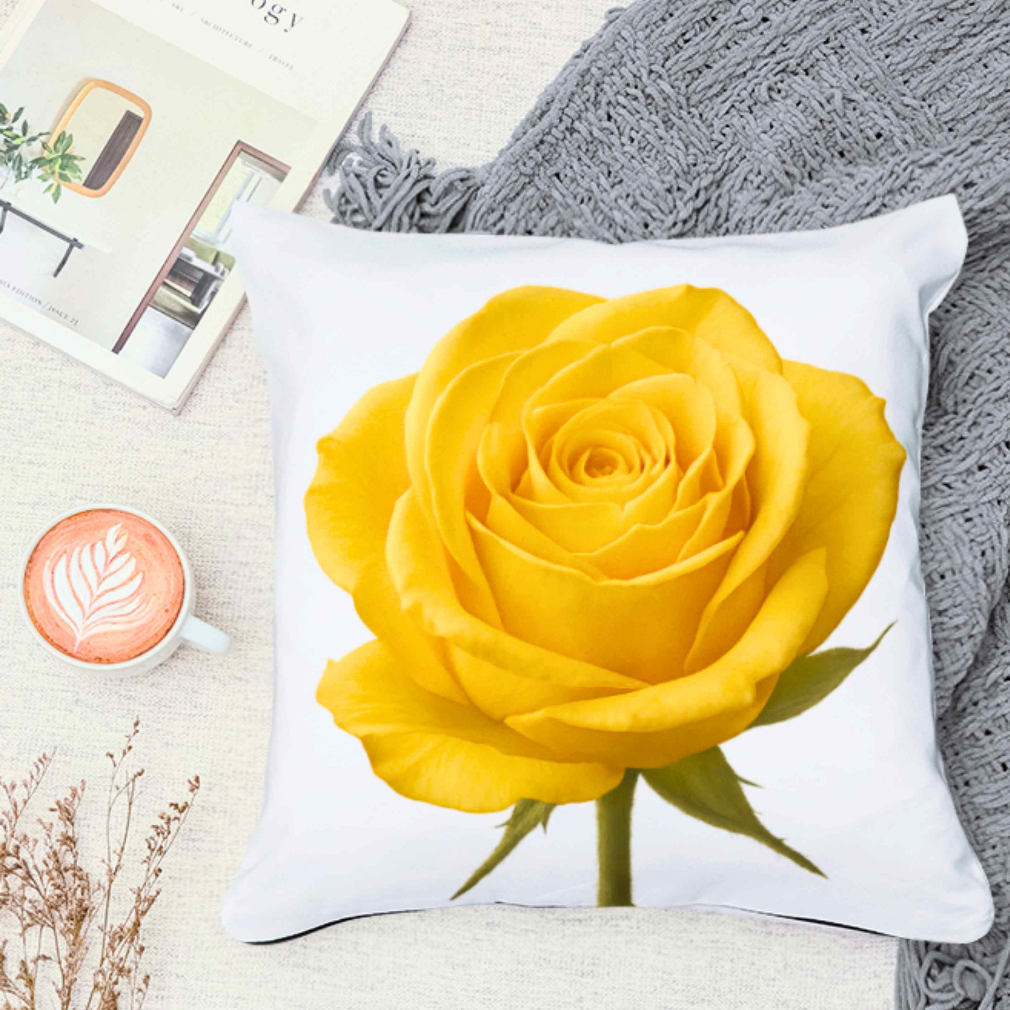 Elegant Yellow Rose Pillow, Seraphina a Floral Home Decor, Modern Cushion, Gift forFlower Lovers, Cozy Living Room Accent,Birthday Present,Gift for Her, Mom  and Coworkers product thumbnail image
