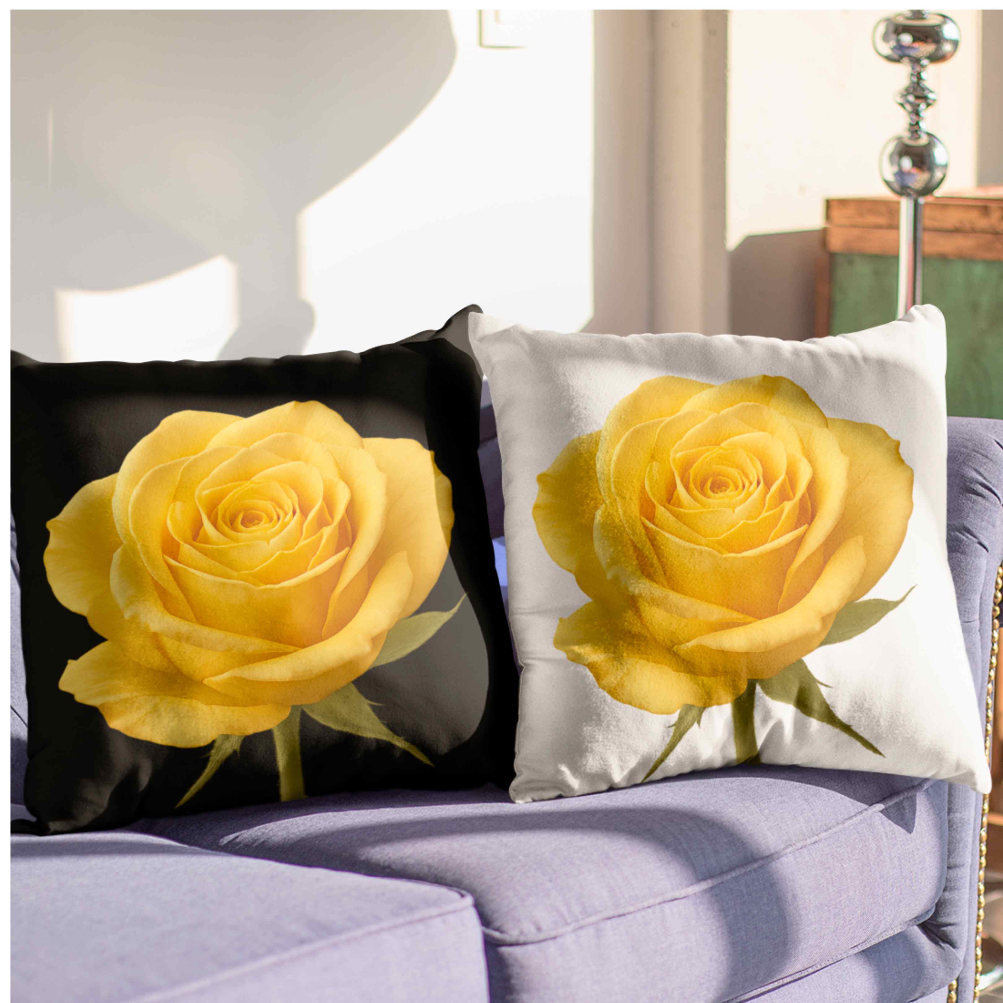 Elegant Yellow Rose Pillow, Seraphina a Floral Home Decor, Modern Cushion, Gift forFlower Lovers, Cozy Living Room Accent,Birthday Present,Gift for Her, Mom  and Coworkers product thumbnail image