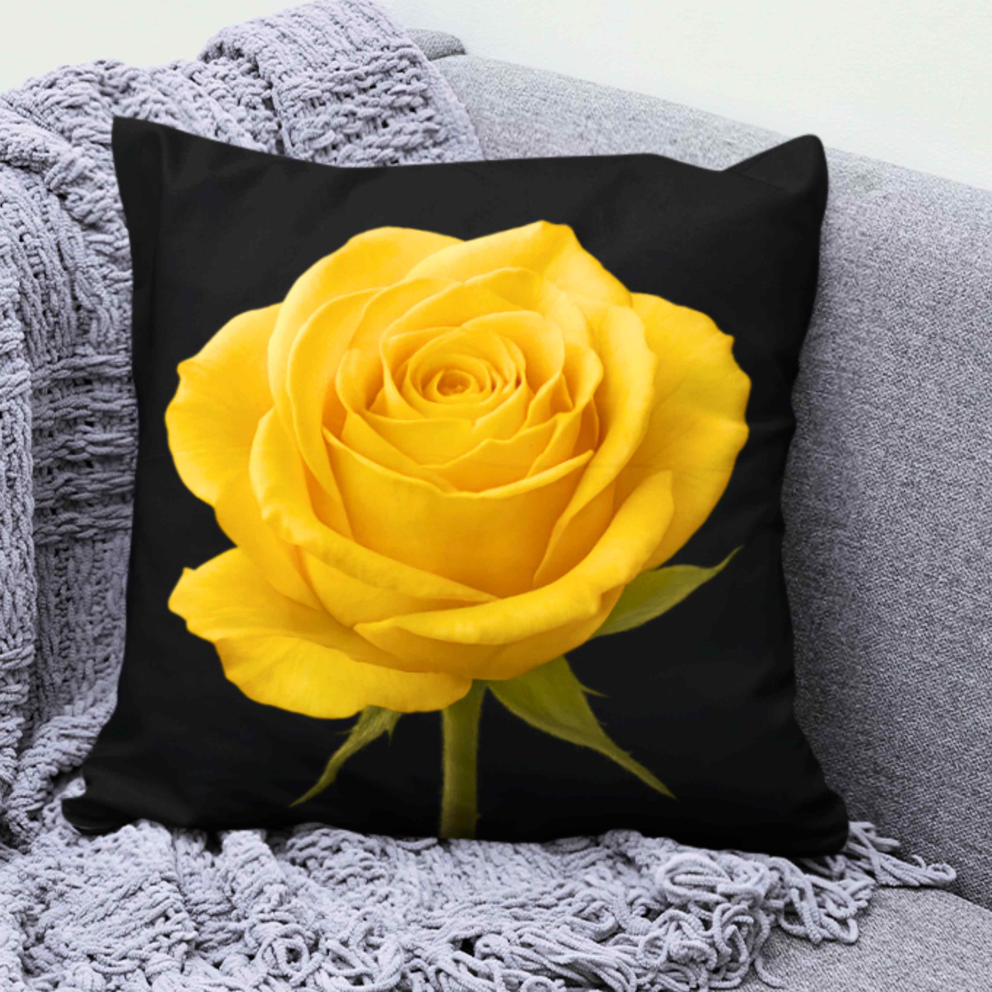 Yellow Rose Toss Pillow, Ms. Seraphina a Floral Home Decor, Cozy Accent Cushion, Gift for Flower Lovers, Home Decor, Gift for Her, and Mom. product thumbnail image