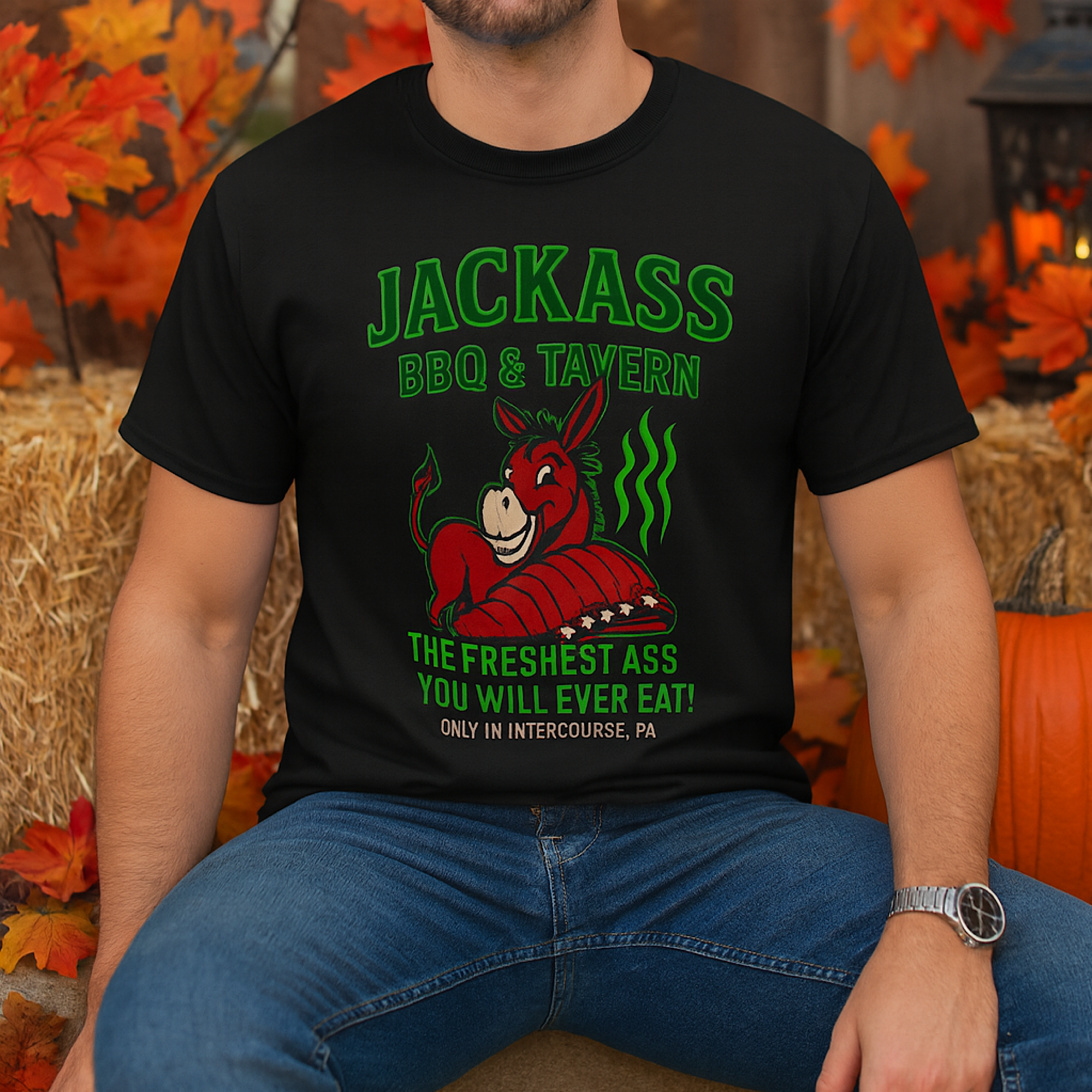 Jackass BBQ Funny Donkey Ribs Shirt – Intercourse PA Tee Freshest Ass Ever