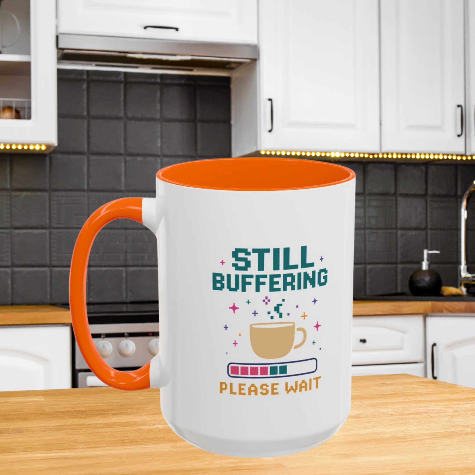 Funny Coffee Mug for Gamers Still Buffering Please Wait Accent Mug | Color Inside Coffee Cup, Retro Pixel Gamer Gift Geeky Morning Mug product thumbnail image