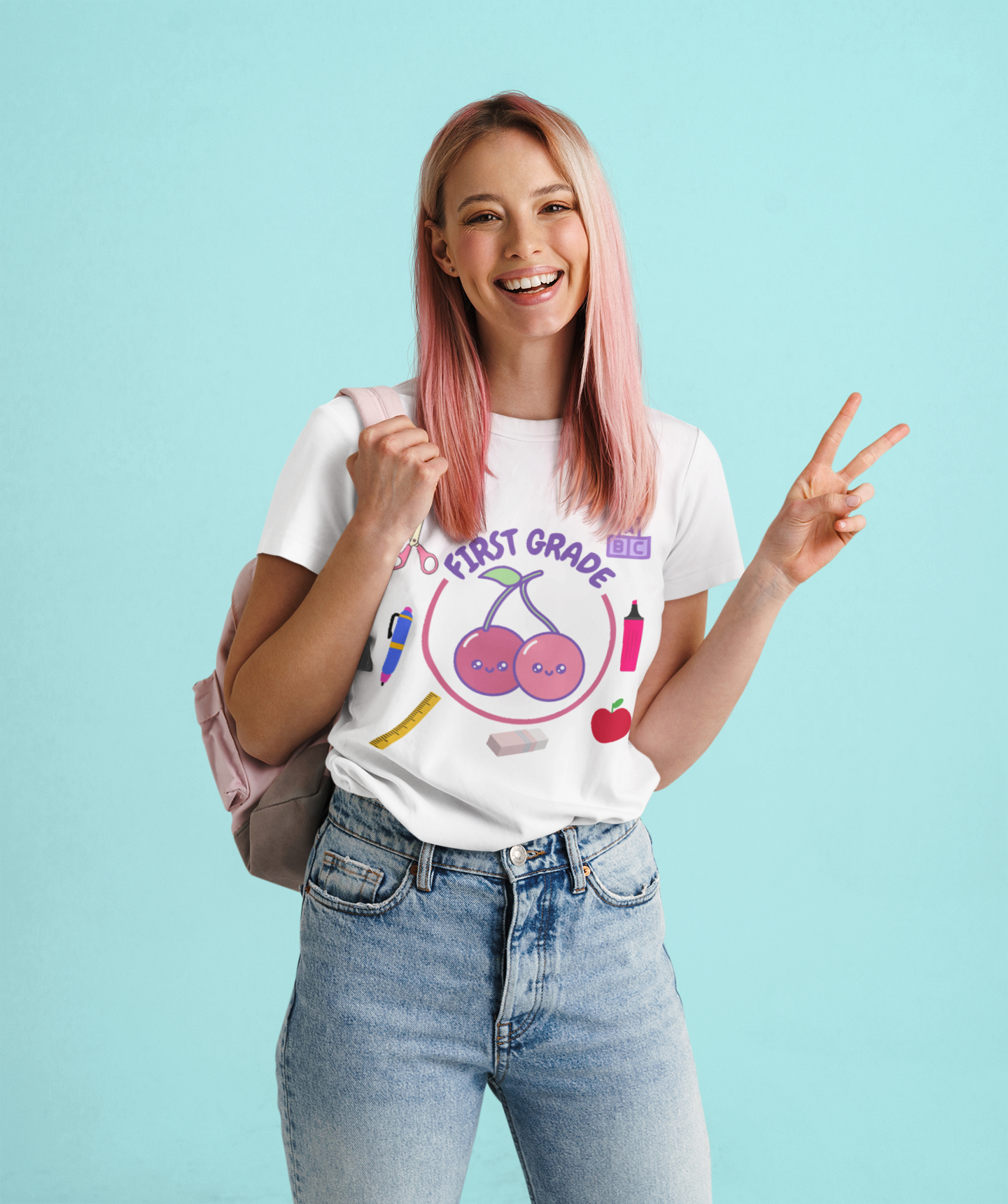 Cute First Grade Tee for Kids, Back to School T-Shirt, Fun Classroom Shirt, Teacher Gift, Children's Apparel, Cherry Design product thumbnail image