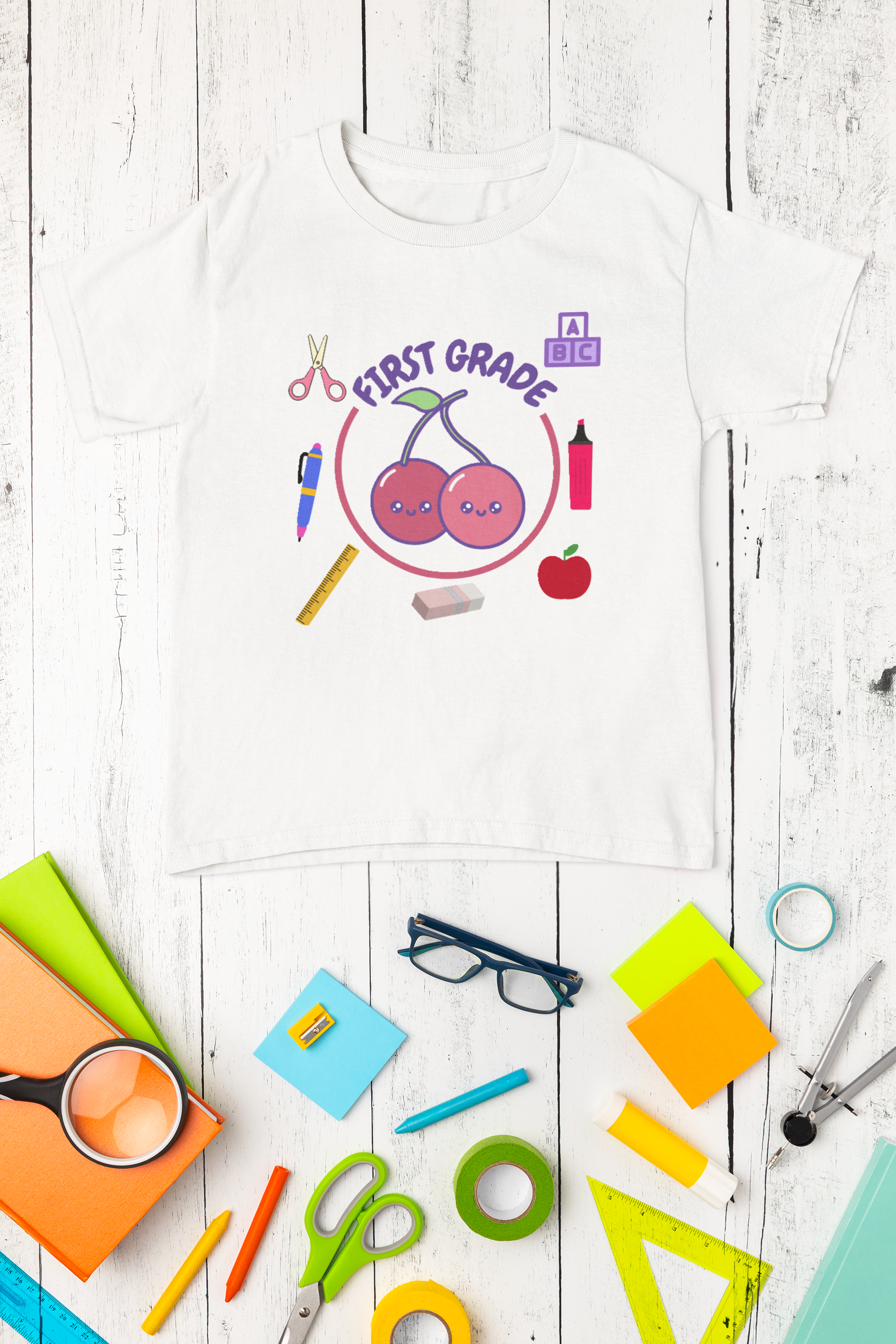 Cute First Grade Tee for Kids, Back to School T-Shirt, Fun Classroom Shirt, Teacher Gift, Children's Apparel, Cherry Design product thumbnail image