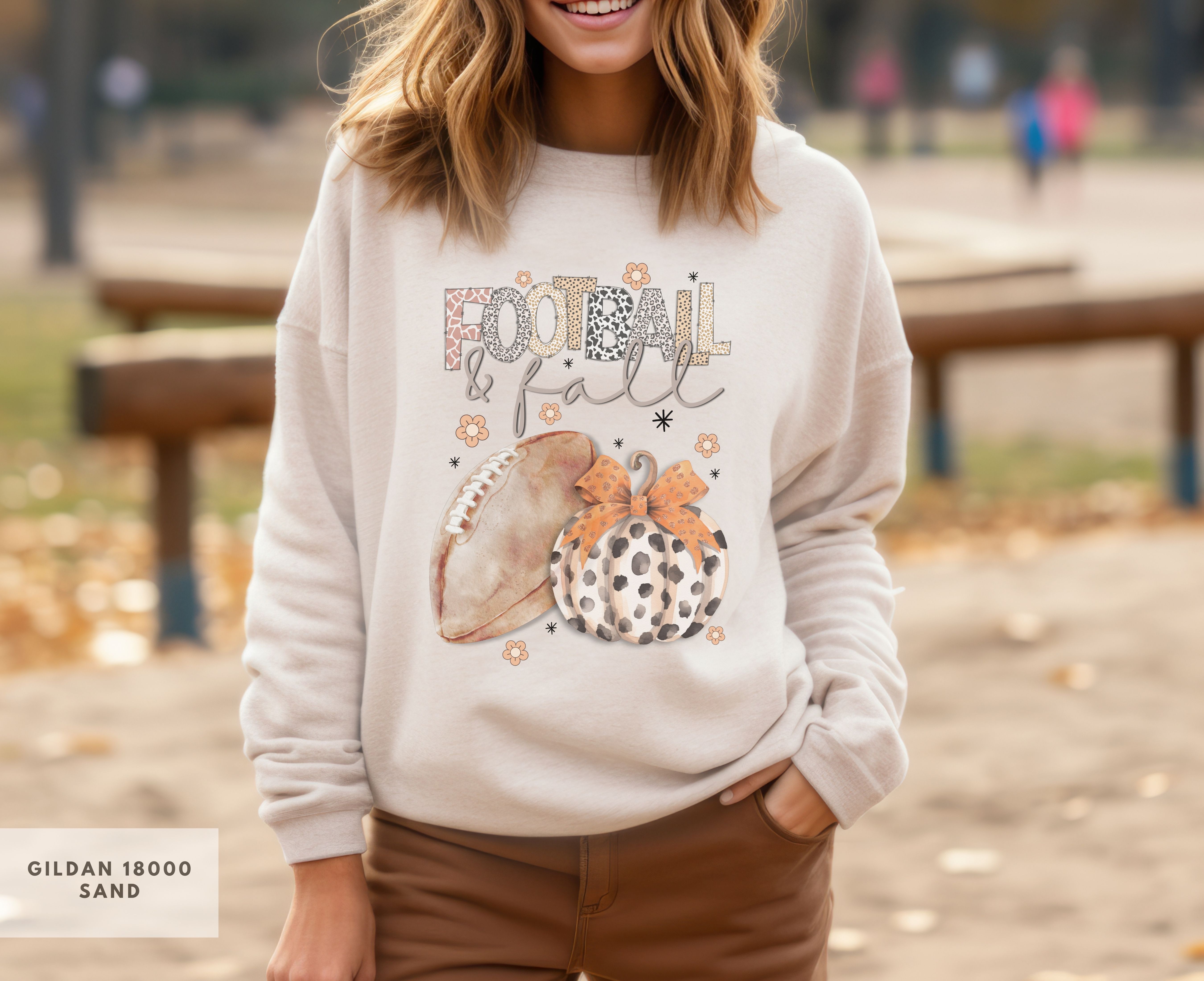 Cozy Fall Sweatshirt for Football Lovers, Muted Fall Apparel, Boho Autumn Crewneck, Gift for Her, Casual Outdoor Wear product thumbnail image