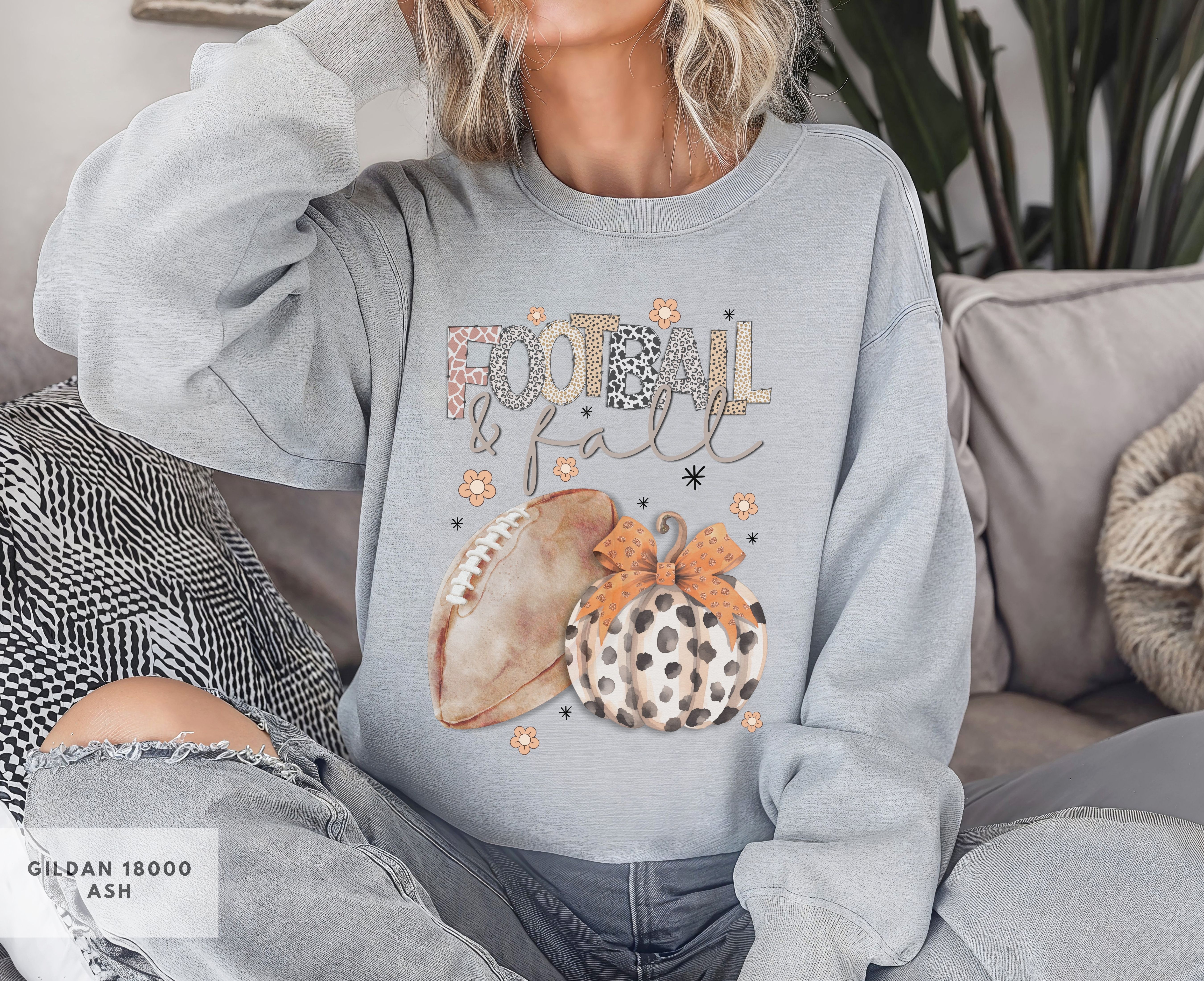 Cozy Fall Sweatshirt for Football Lovers, Muted Fall Apparel, Boho Autumn Crewneck, Gift for Her, Casual Outdoor Wear product thumbnail image