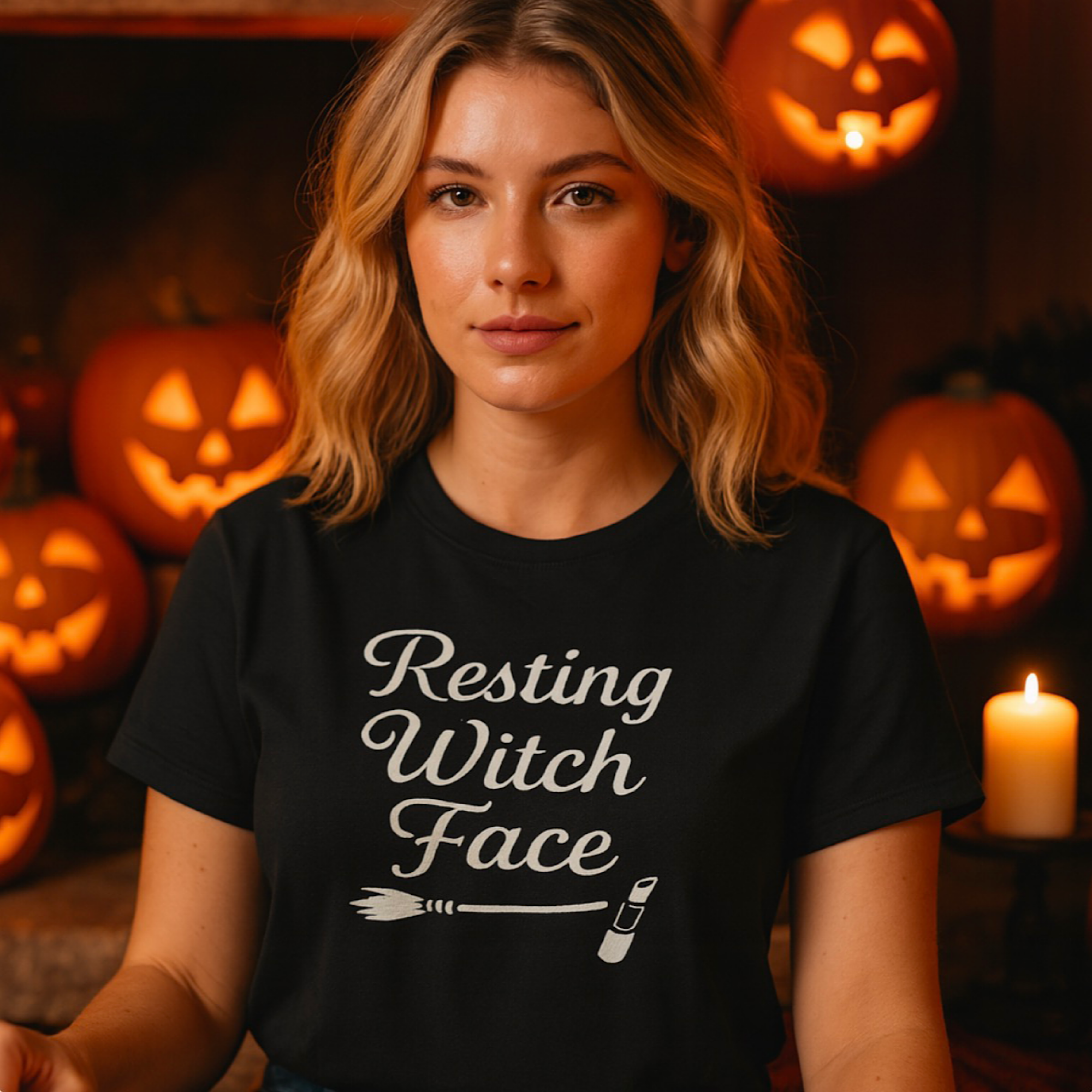 Resting Witch Face Halloween T-Shirt Funny Witchy Costume Top Spooky Graphic Tee